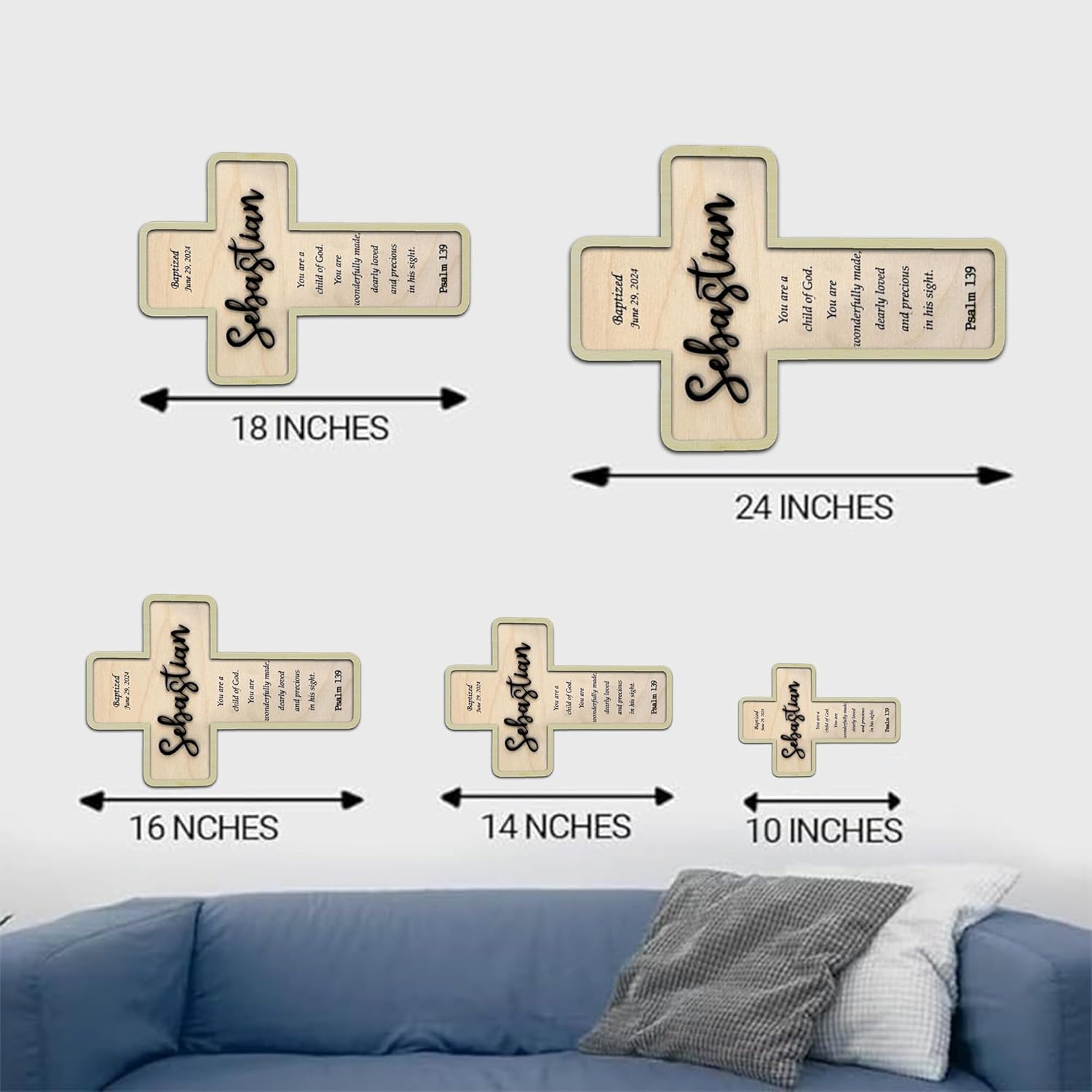 Personalized Baptism Cross Wooden Sign A6