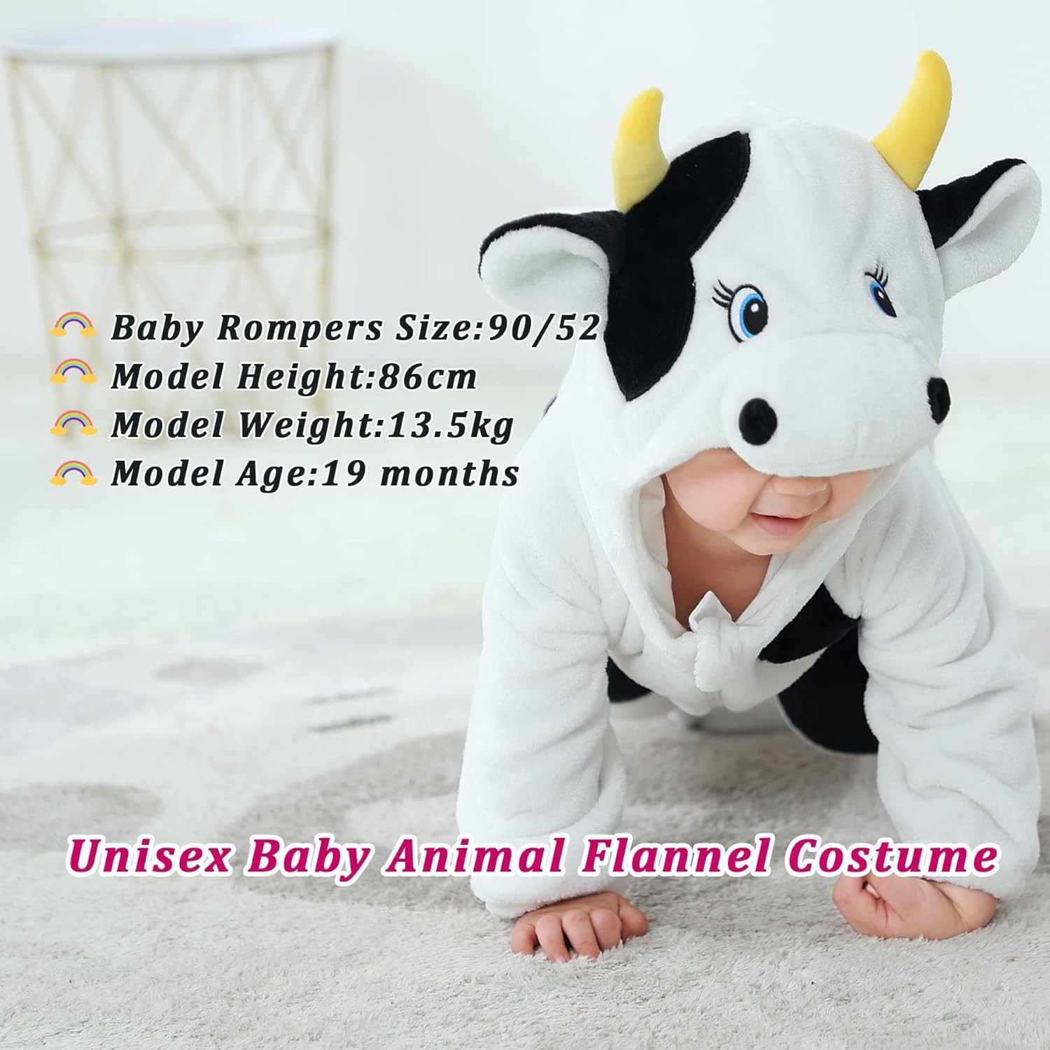 TONWHAR Animal Hooded Flannel Romper for Baby