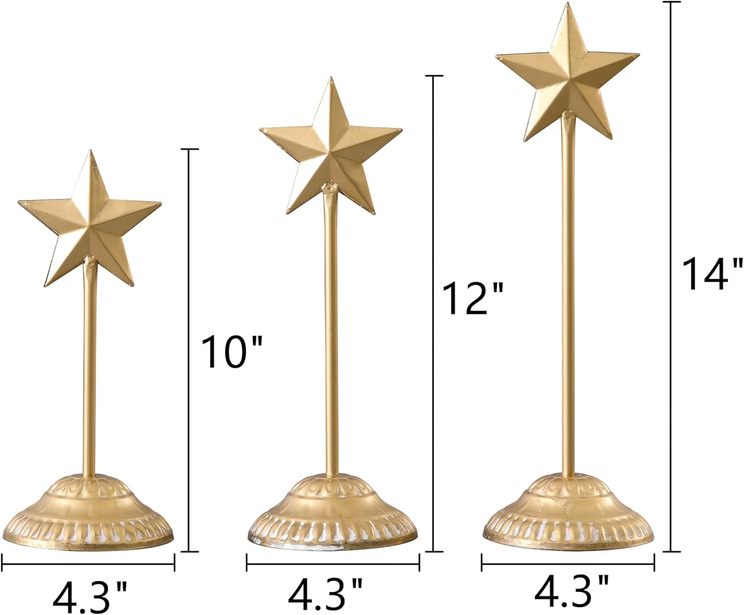 SOFE Standing Gold Star Set of 3 - Decorative Table Centerpieces
