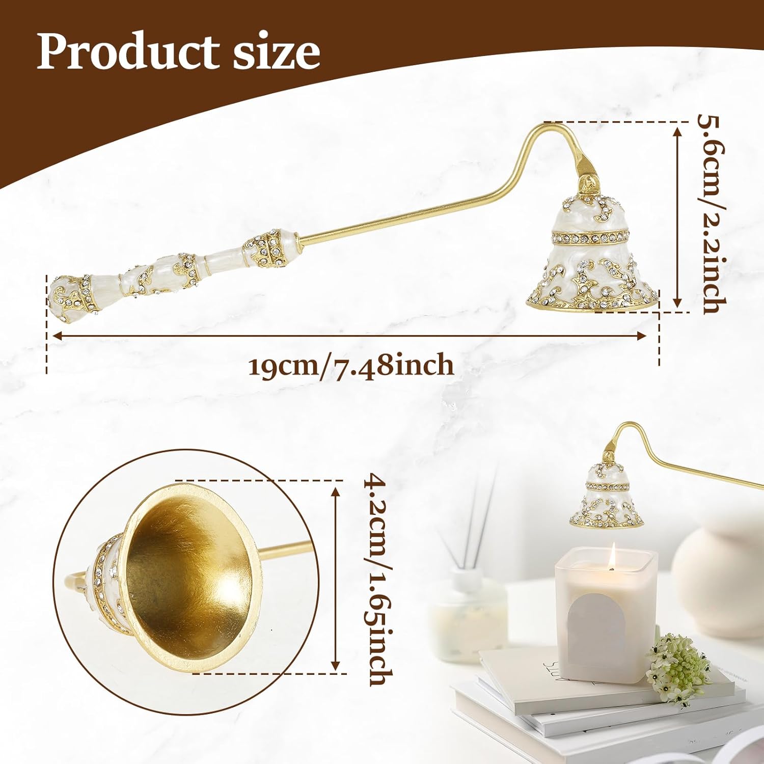 GLMFAN Gold Candle Snuffer with Long Handle