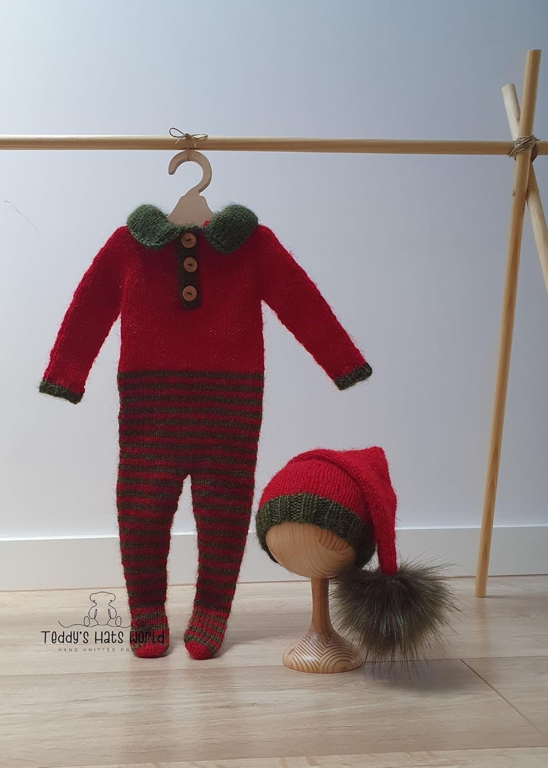 2 Piece Baby Christmas Romper and Hat Set for 3-6mth