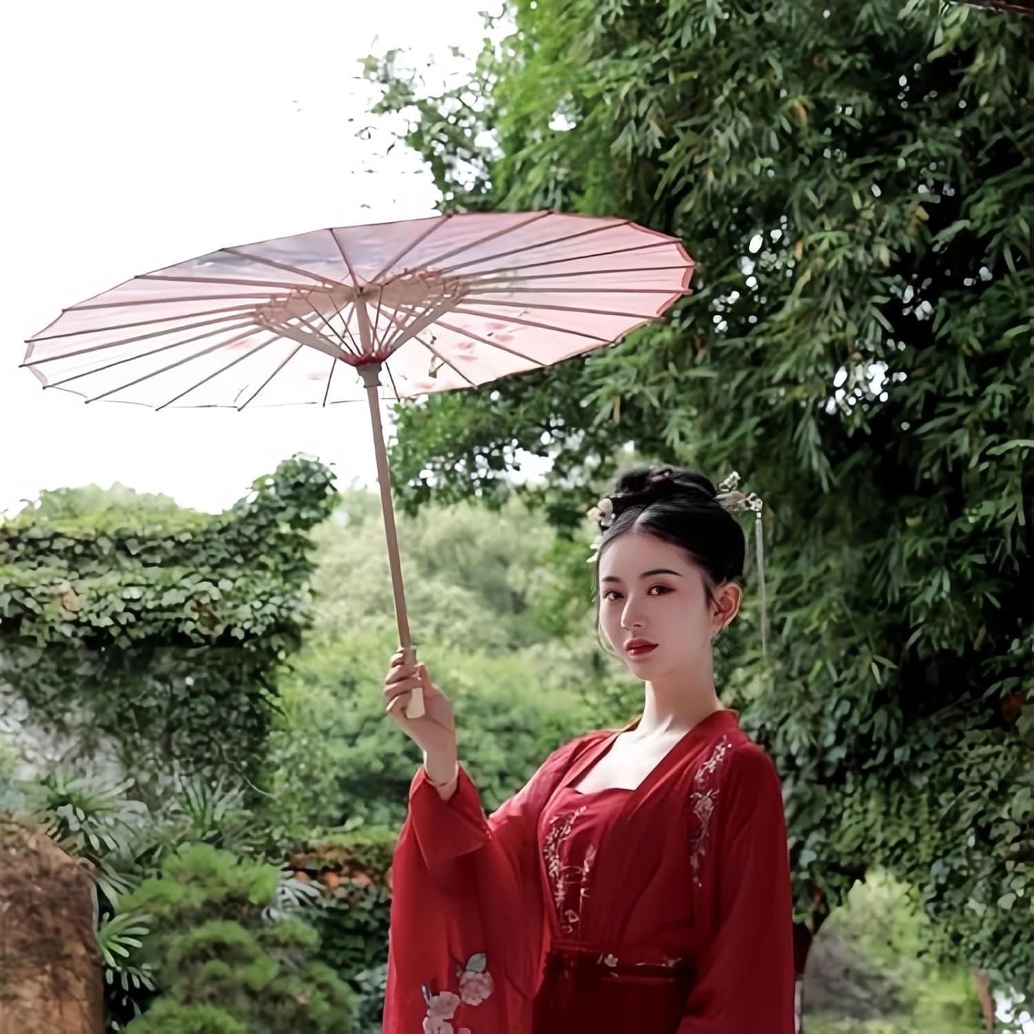 Handmade Silk Parasol Umbrella with Bamboo Frame
