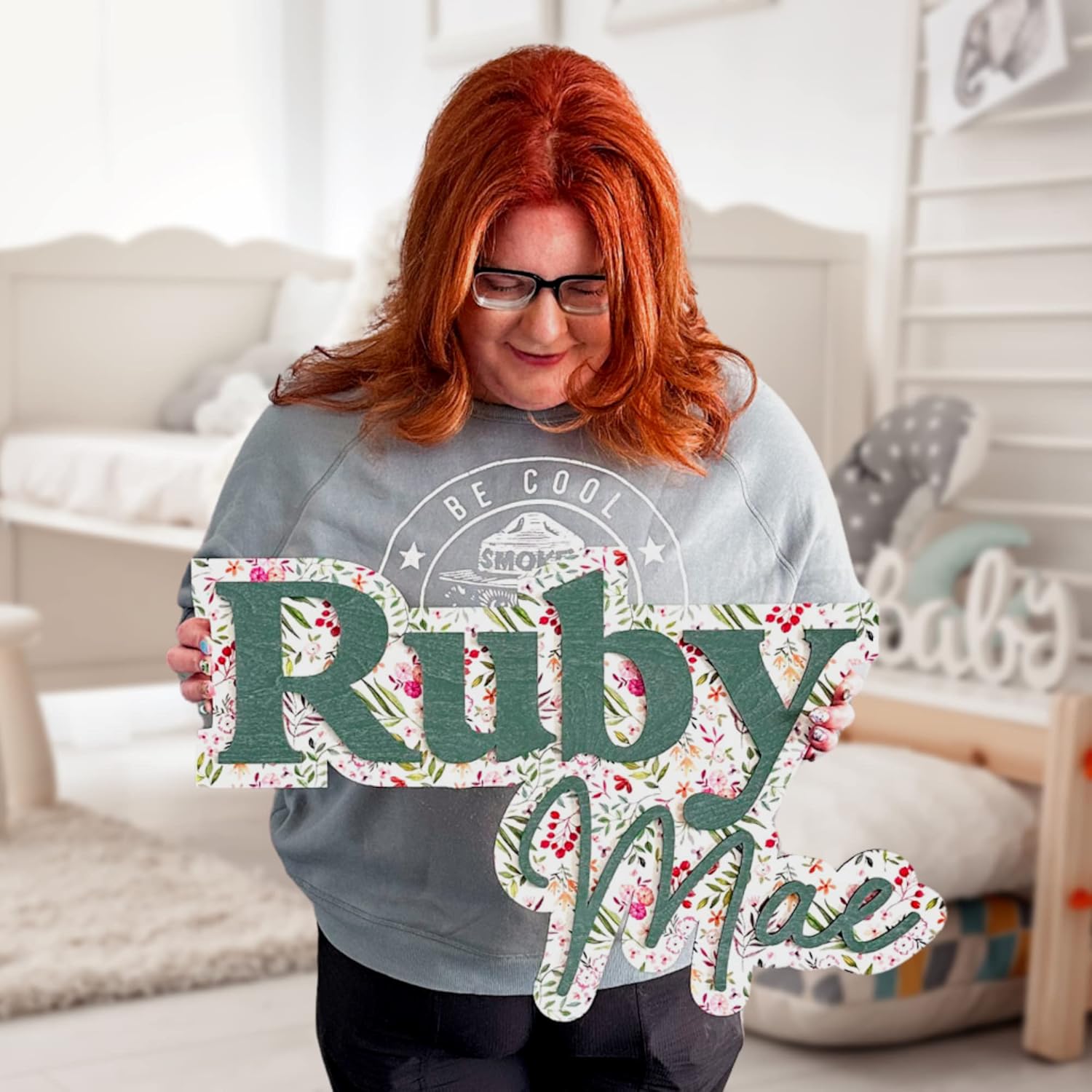 Yippee Daisy Nursery Name Sign 3D Wall Art 1