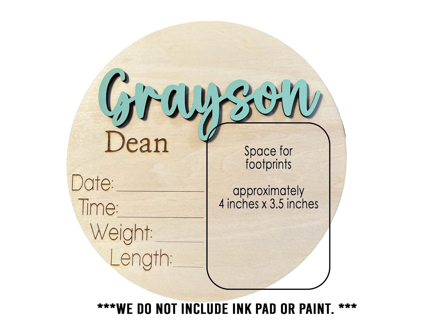 Personalized Birth Announcement Sign with Footprints and Stats 1