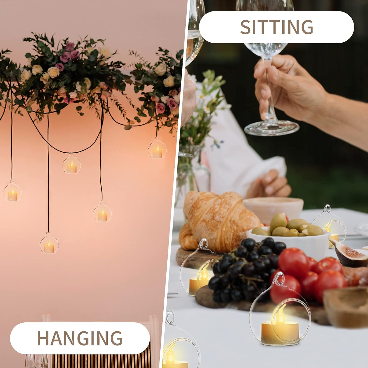 Sziqiqi 20pcs Tea Light Holders with 4 Extra 236inch Clear Glass Orbs
