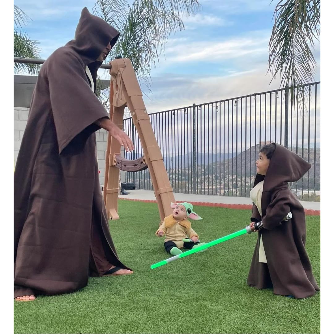 Deluxe Galaxy Wars Tan Hooded Robe Costume for Kids and Adults