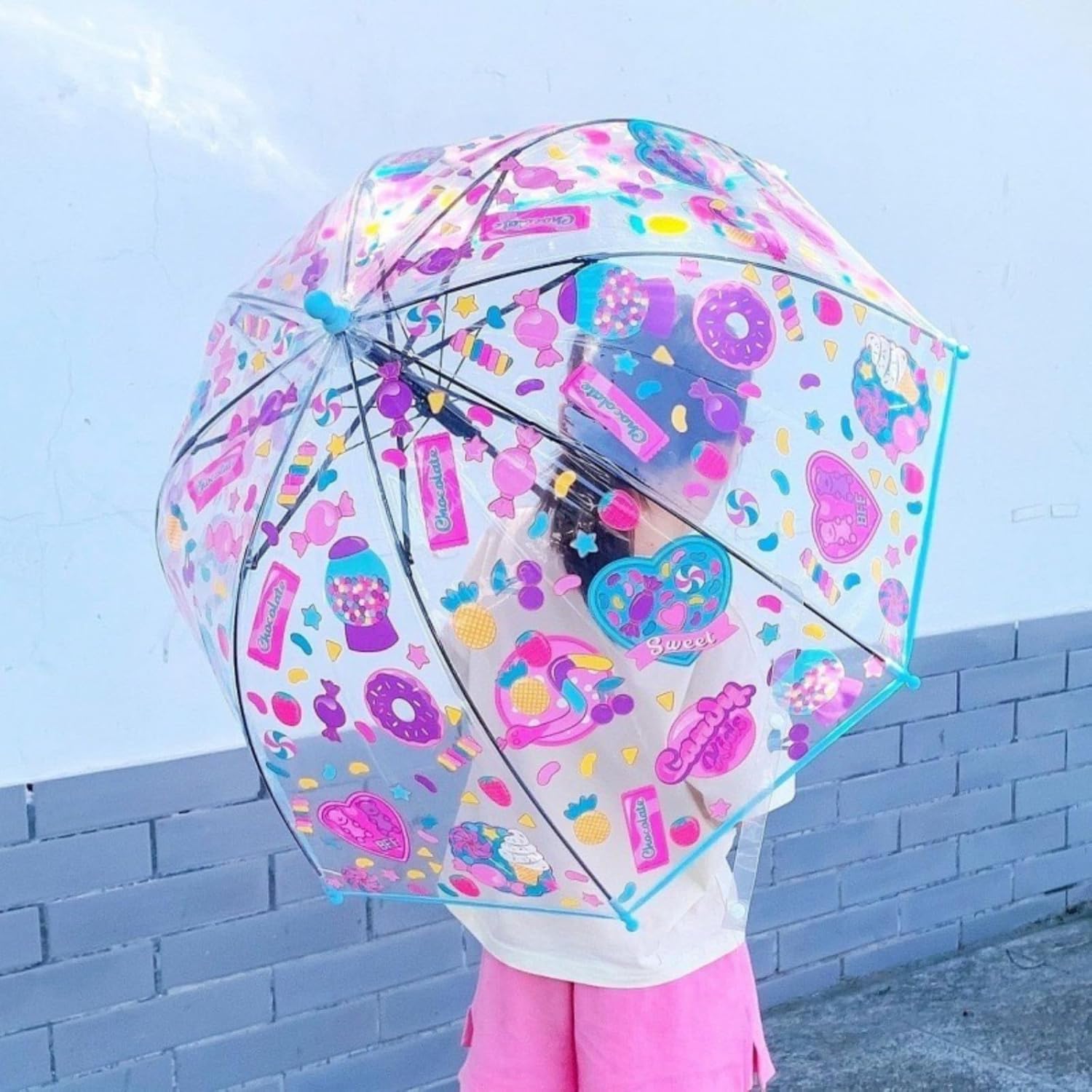 2 Pack Clear Bubble Umbrellas with Anti-Pinch Handle 1