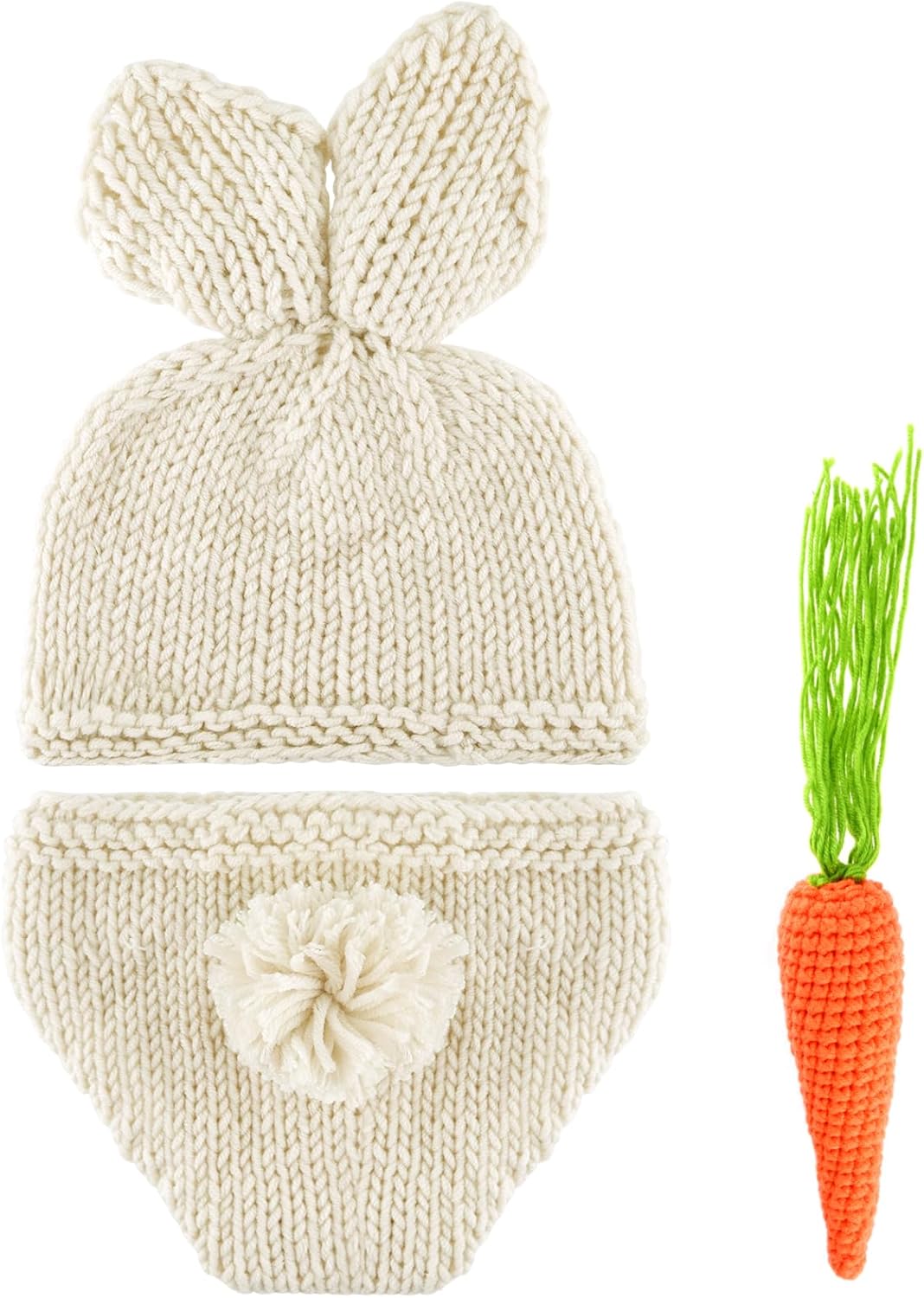 FEPITO Baby Bunny Costume Set Crochet Knit Outfit