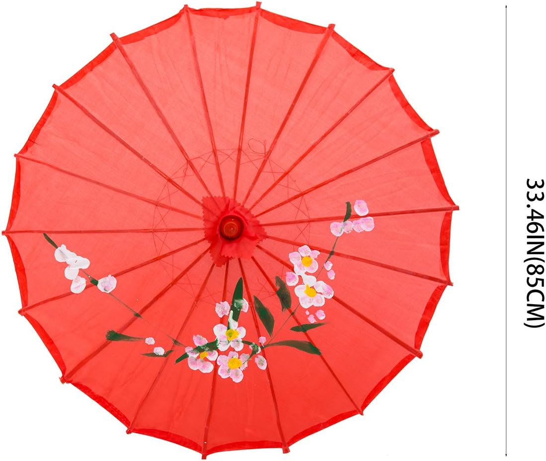 THY COLLECTIBLES 33 Inch Red Bamboo Parasol