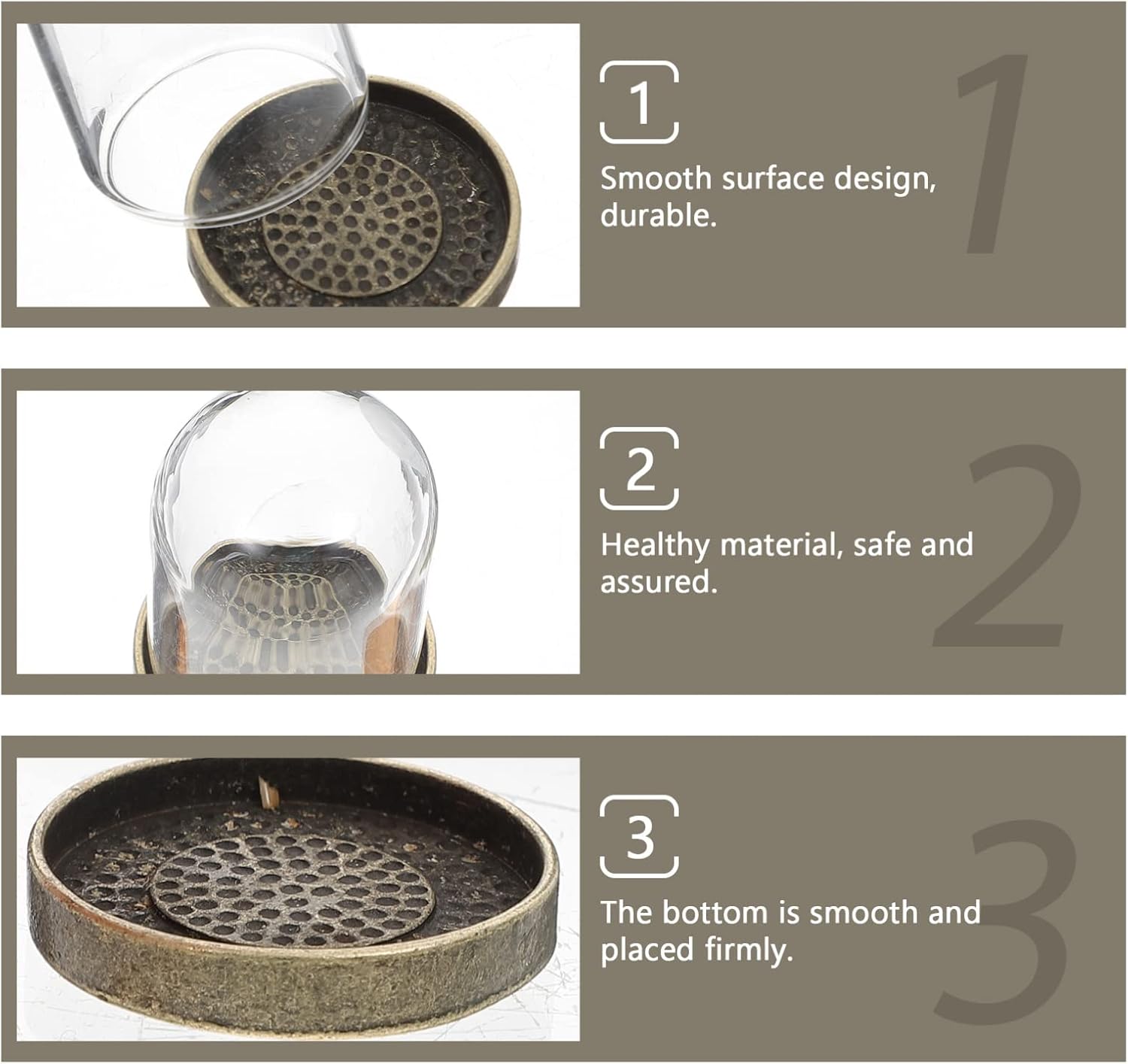 ARTIBETTER 5-Piece Clear Glass Dome Cloche with Brass Base 1