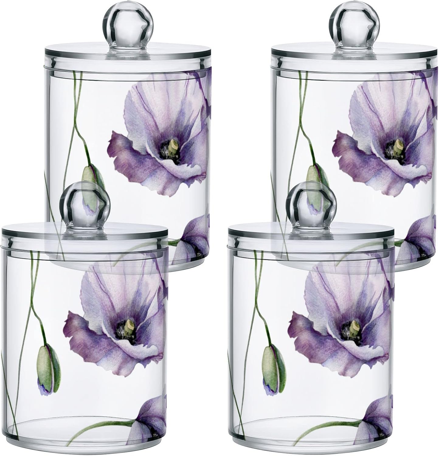 ALAZA 2 Pack QTip Holder Dispenser Clear Plastic Acrylic Jar Set