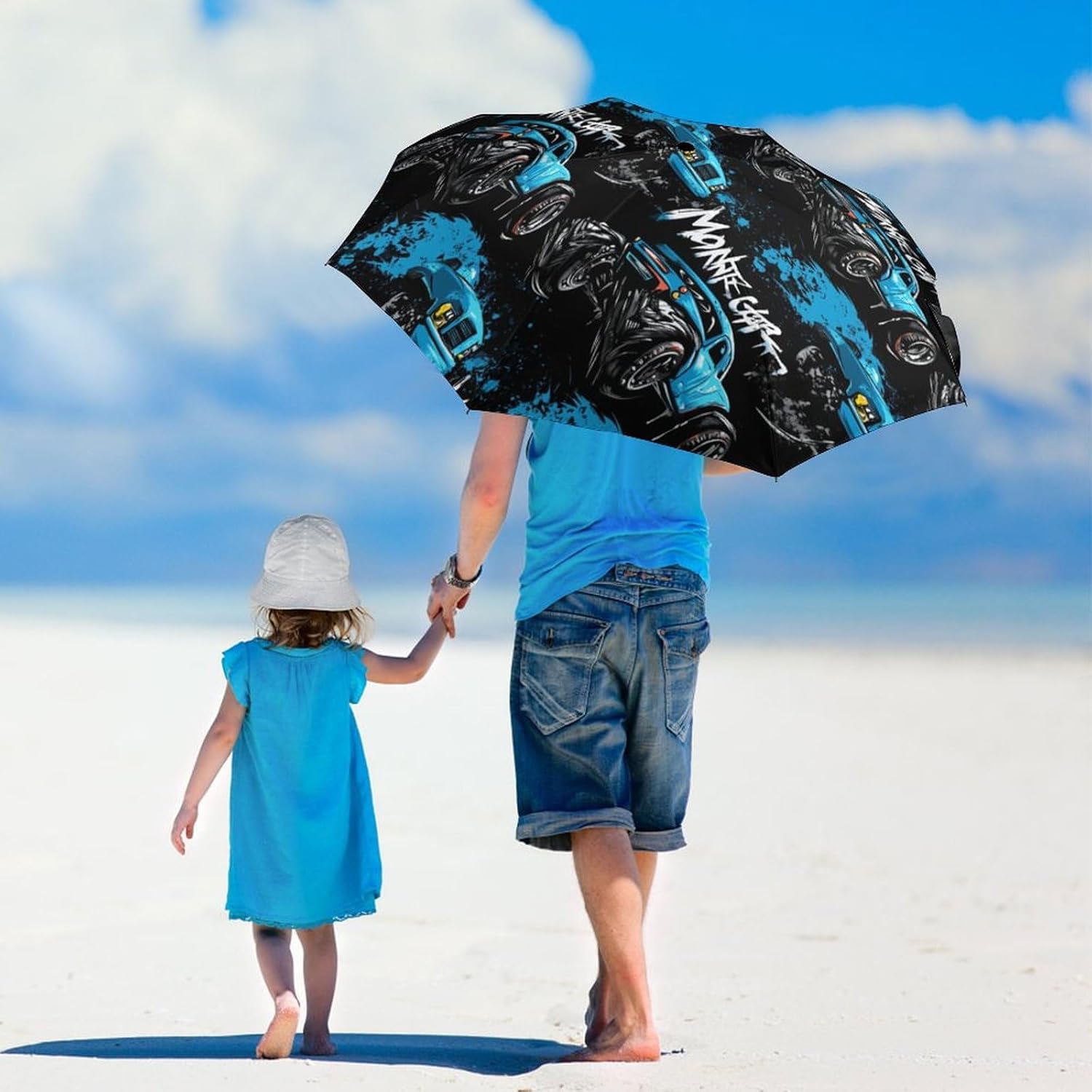Monster Truck Windproof Folding Sun Rain Umbrella - Black Auto OpenClose