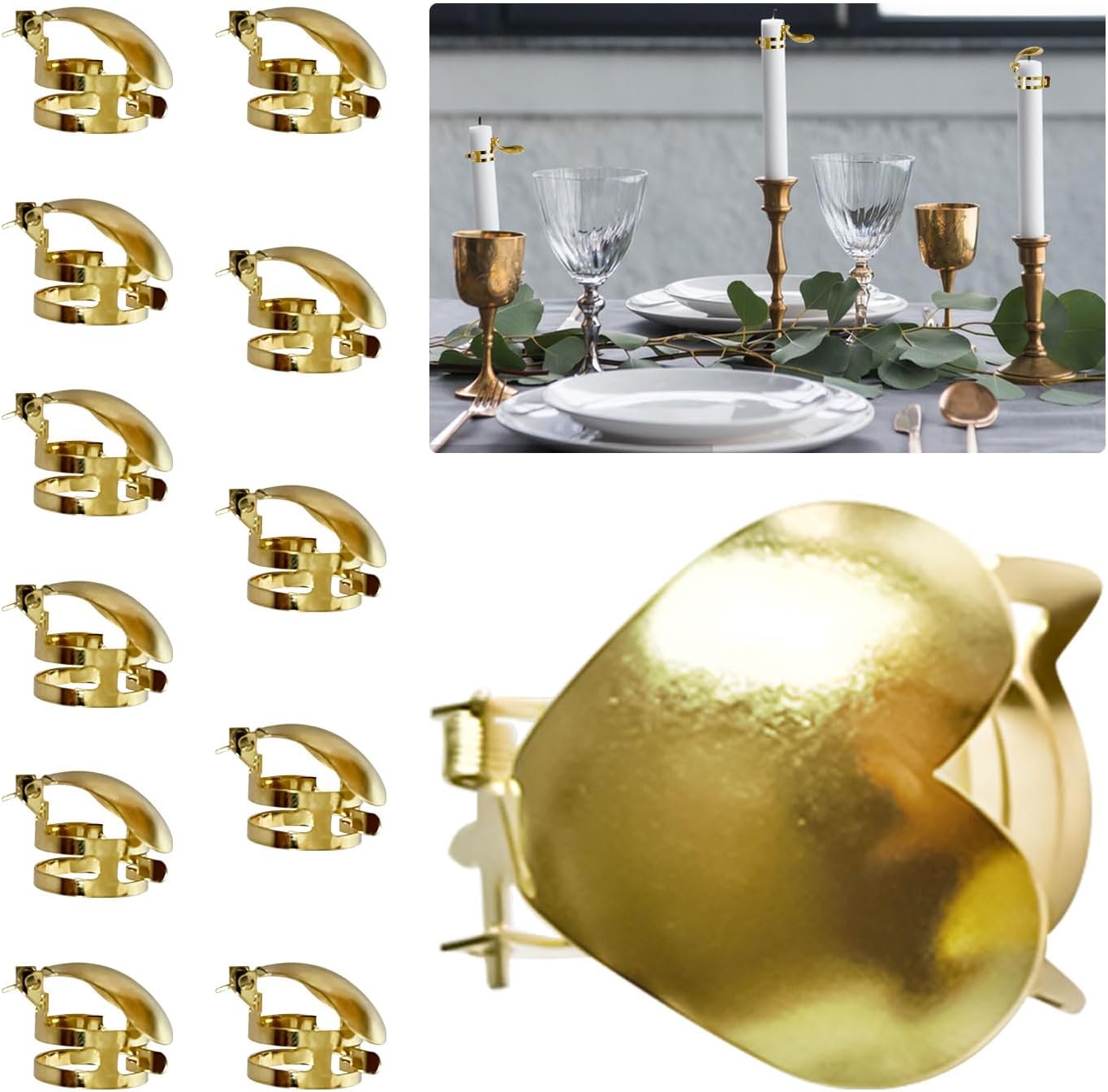 Aepiraza 12Pcs Automatic Candle Snuffer Kit with Gold Heart Design