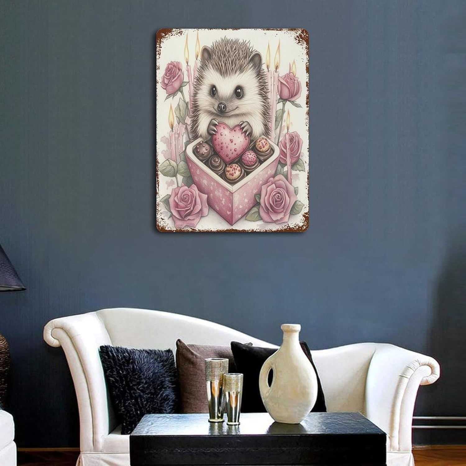 HighonHi Metal Tin Sign Rose Heart Valentine Decor