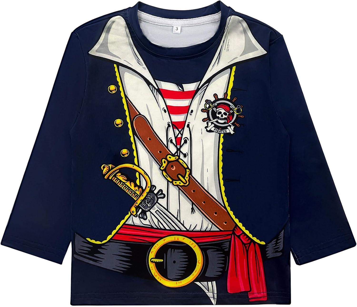 Wosixima Pirate T-Shirt for Kids Halloween Costume