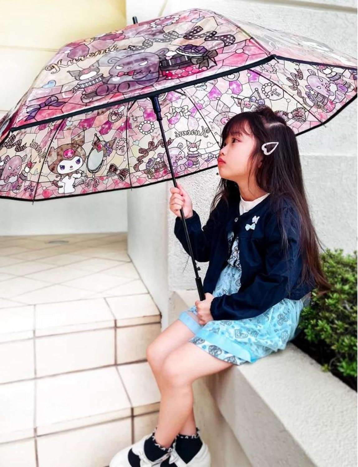 RRI Cartoon Kawaii Stainedglass K Uromi Stick Umbrella