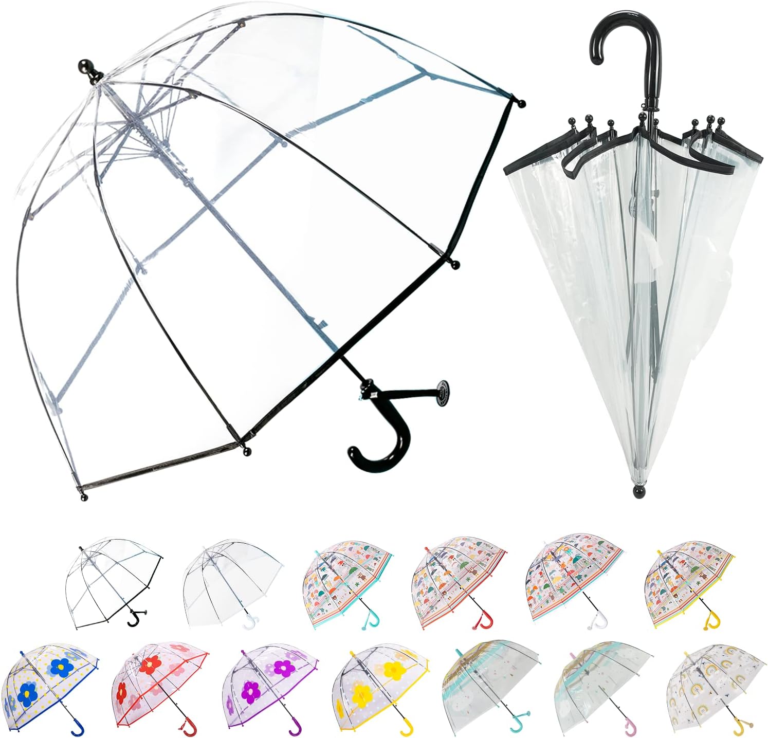 LLanxiry Kids Clear Bubble Umbrella Automatic Open Lightweight