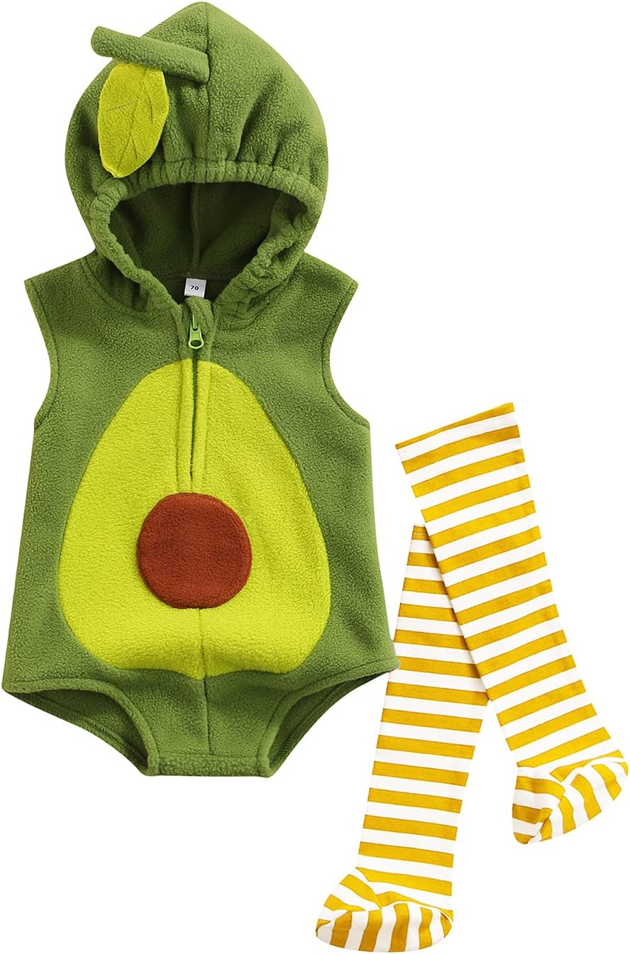 VISGOGO Halloween Costume Baby Romper Hooded Set