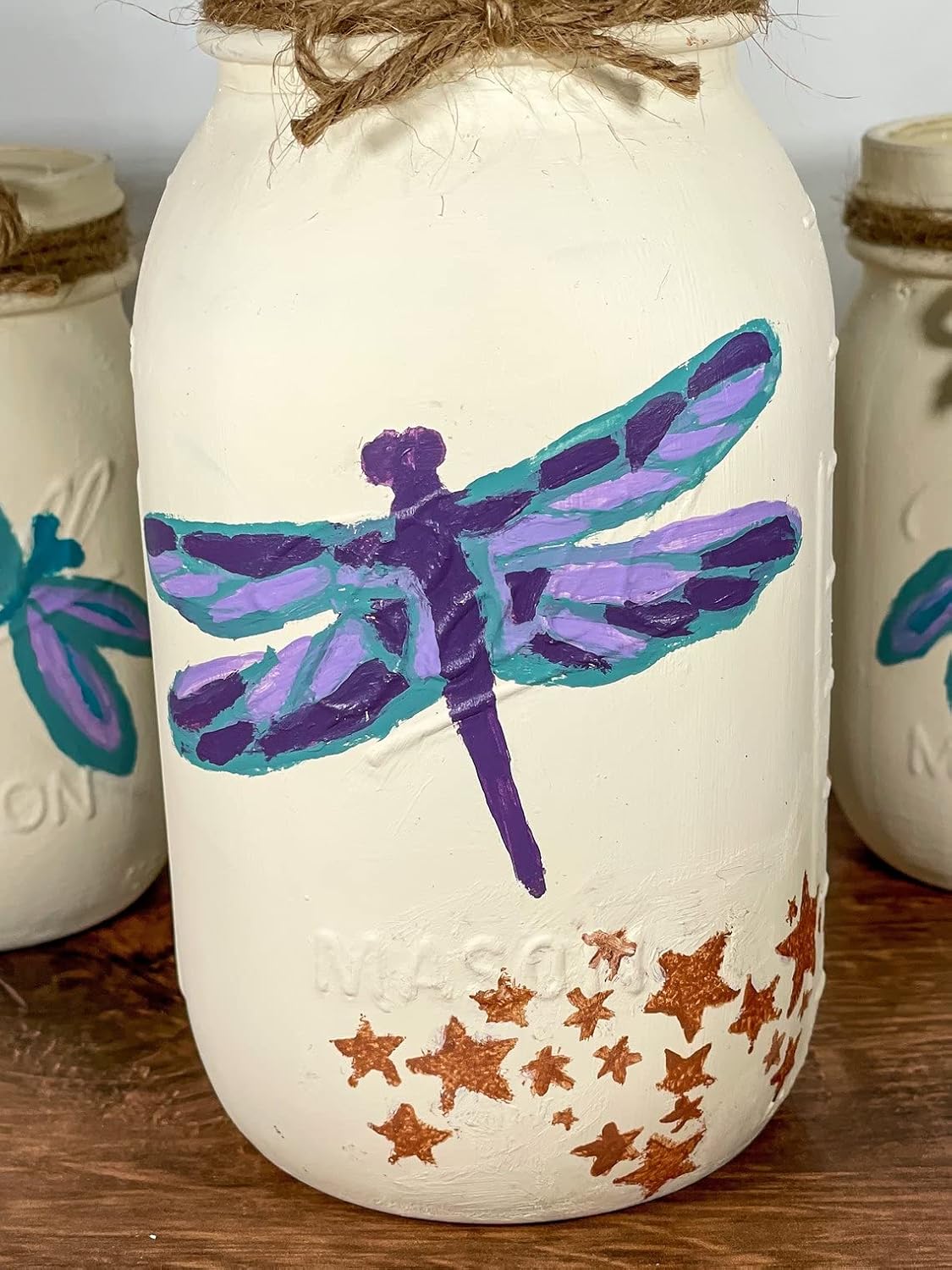 Redwood Home Dragonfly Painted Mason Jars Set of 3