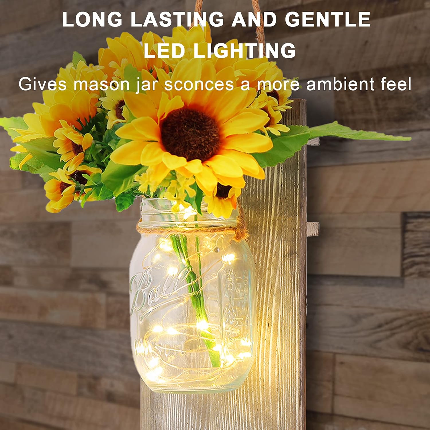 Kitchenexus Rustic Mason Jar Wall Sconces Set of Two