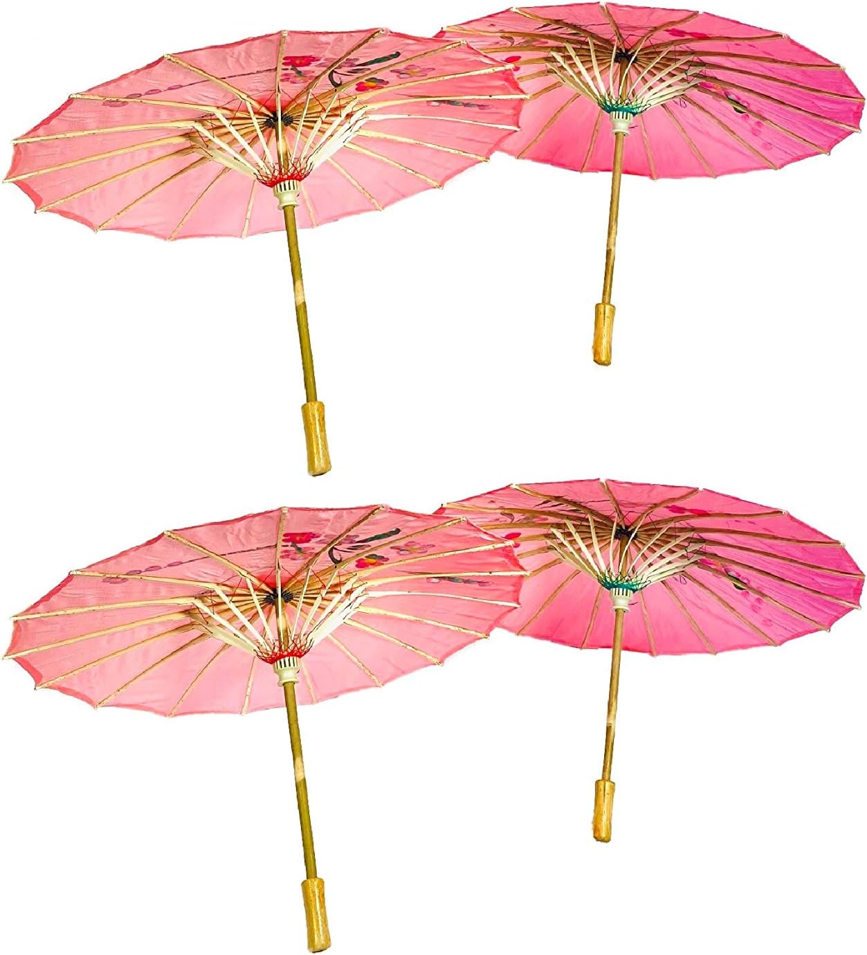 TJ Global 4 Pack 33 Inch Bamboo Parasol Umbrellas