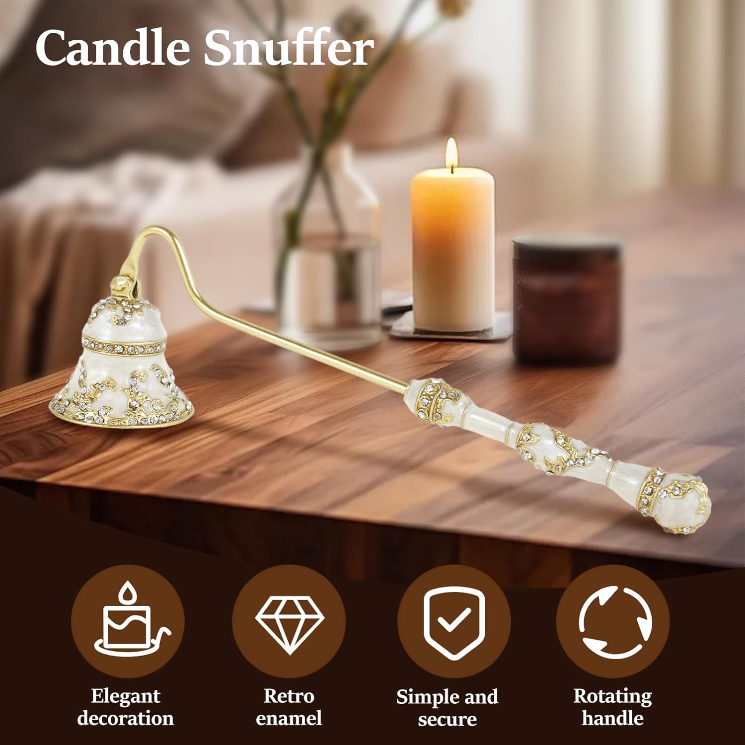 GLMFAN Gold Candle Snuffer with Long Handle