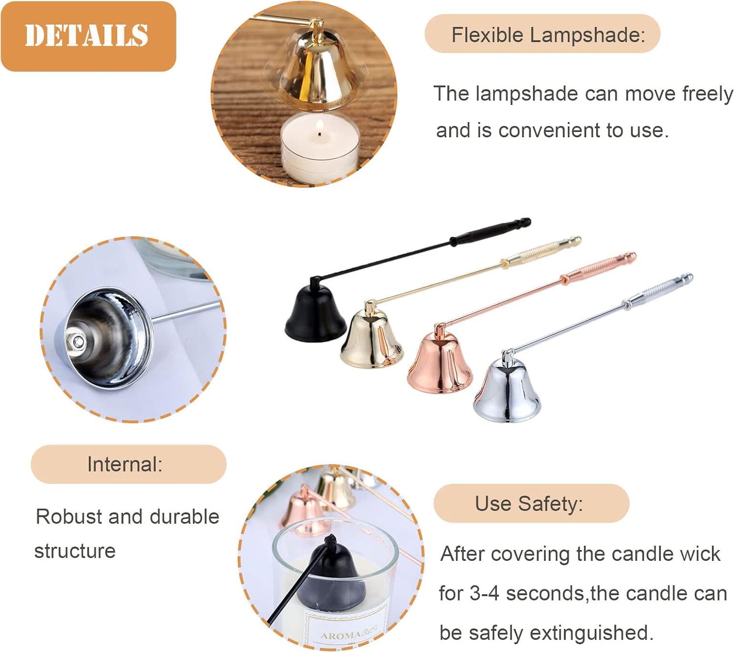MUXSAM Gold Candle Snuffer with Long Handle 1
