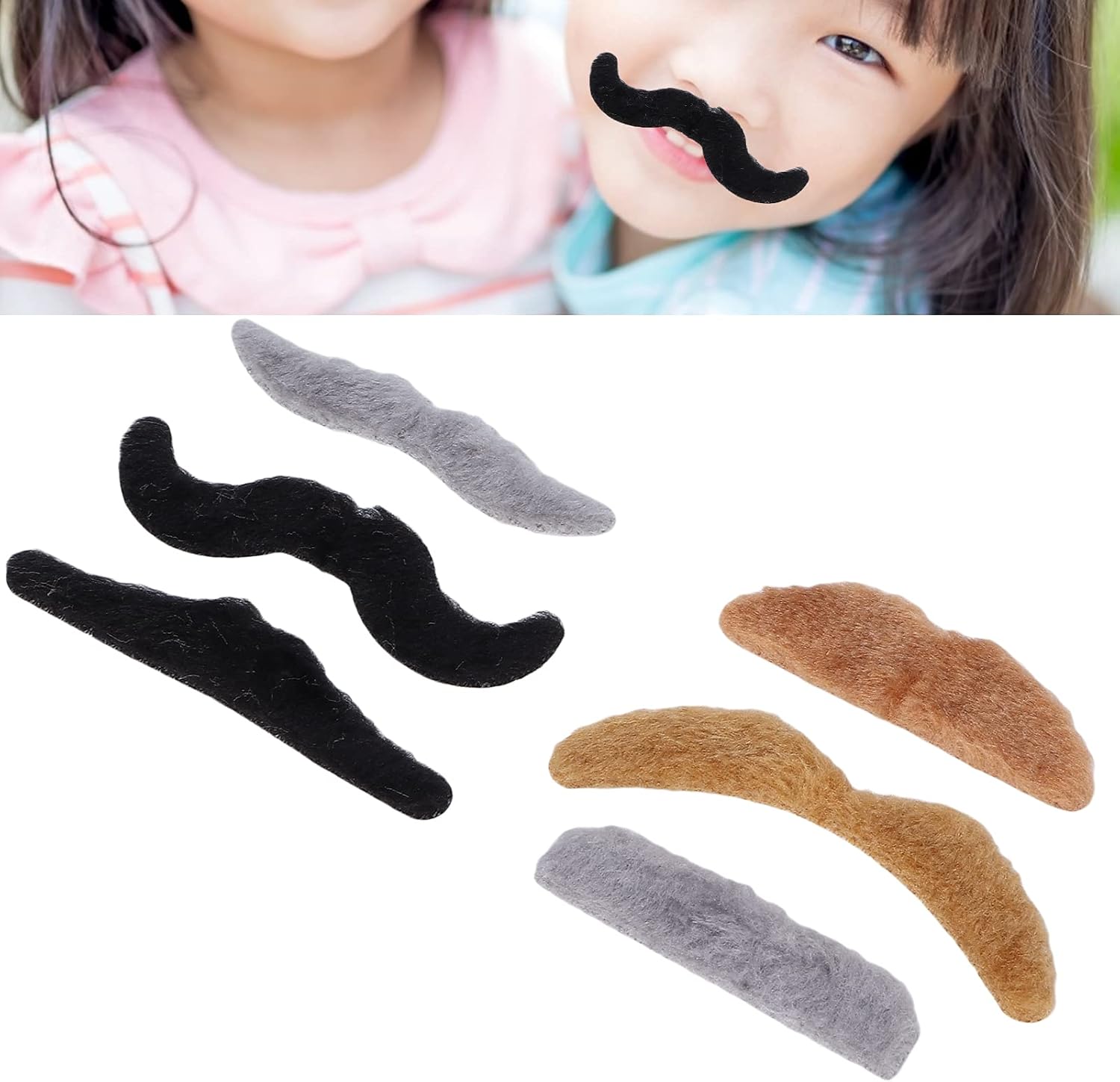 HUONIU Self Adhesive Mustaches 6 Pcs for Parties