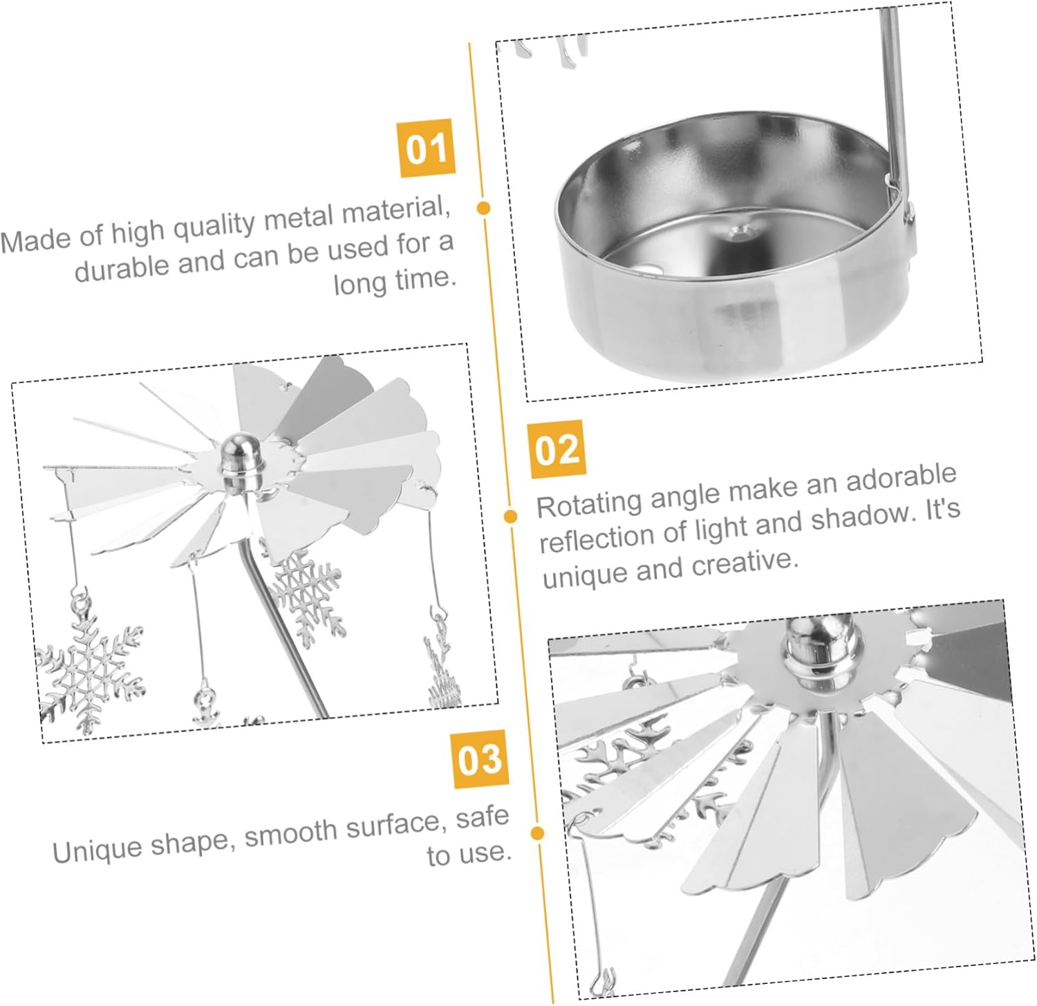 Rotating Metal Snowflake Candle Holder for Christmas Decor