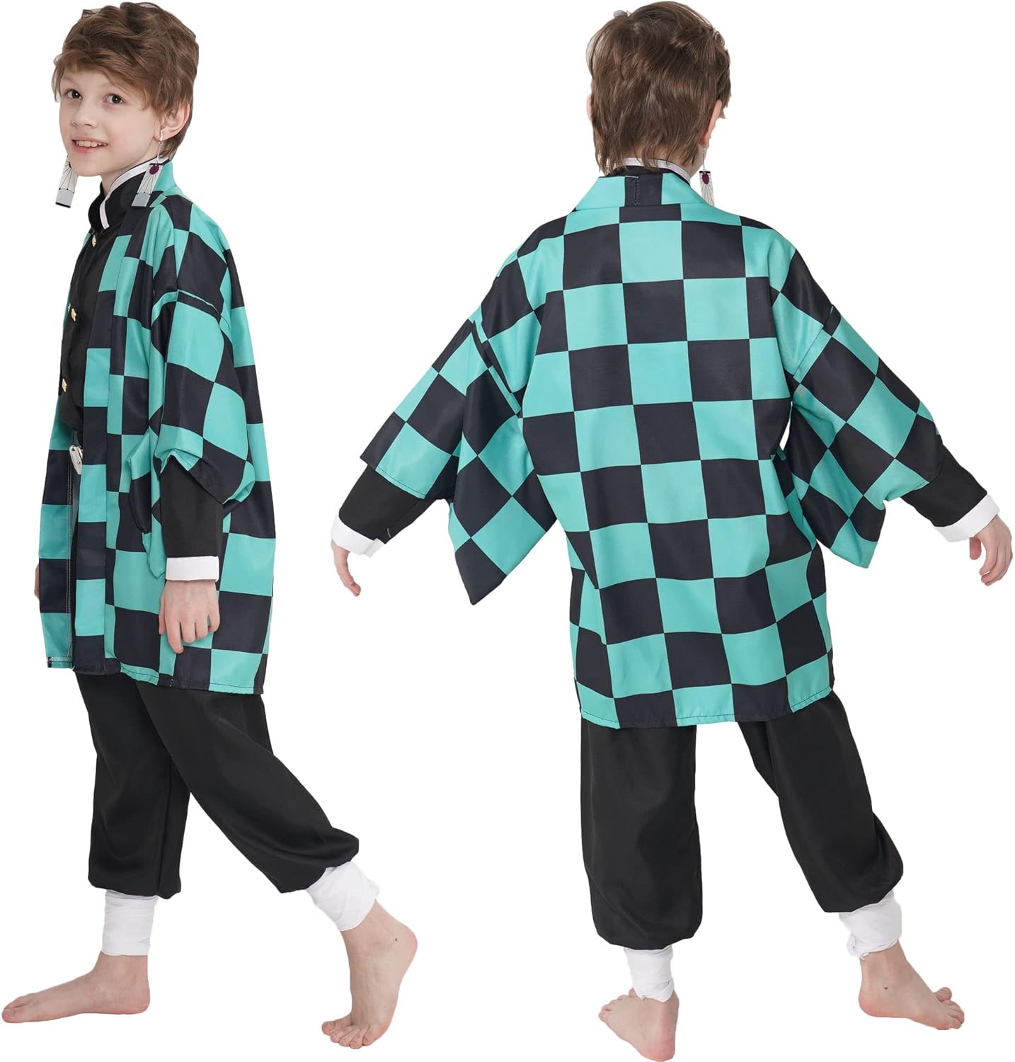 Men Kimono Costume Boys Cloak Set Halloween Pink Uniform With Accessories