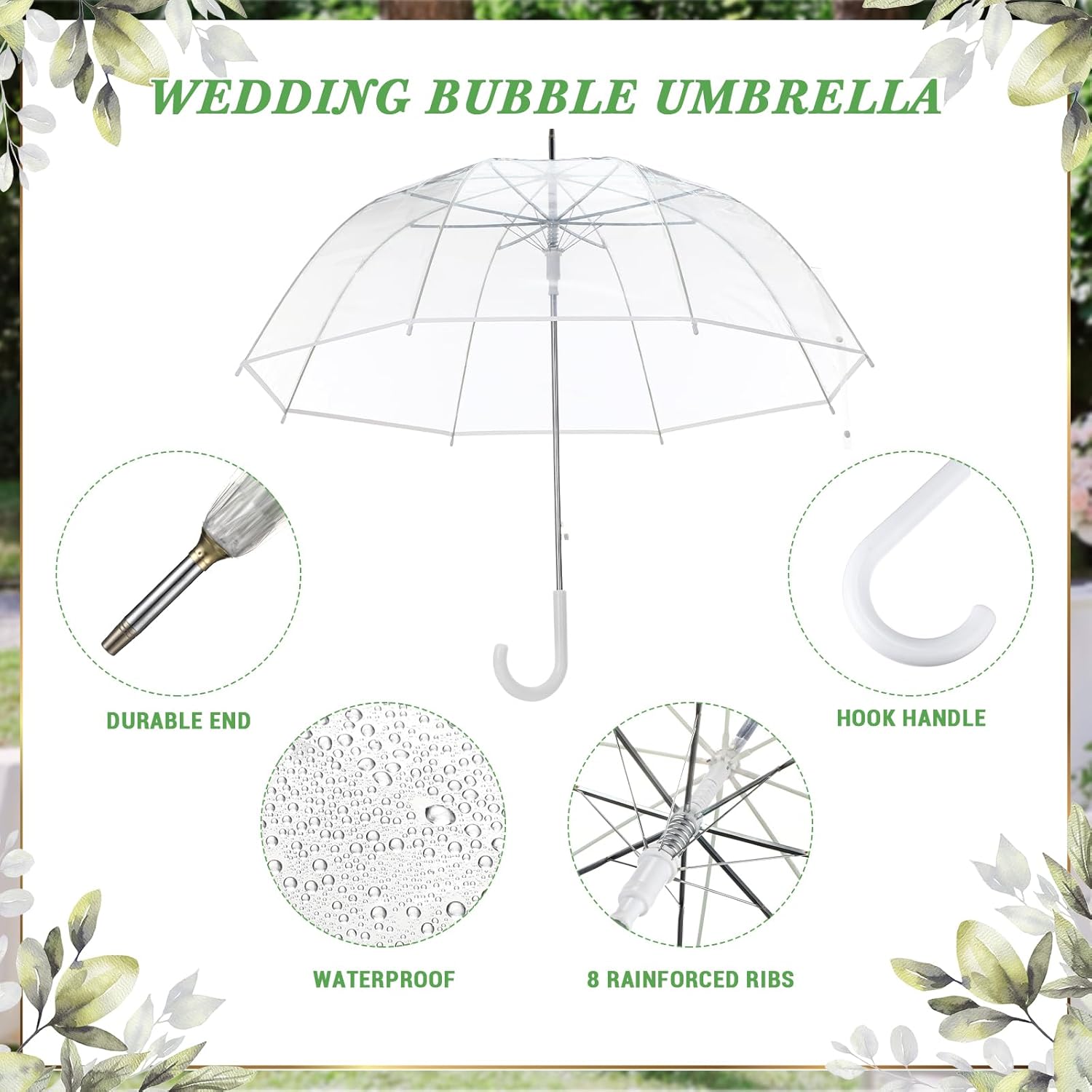 36 Pcs Clear Bubble Wedding Umbrellas with J Hook Handle