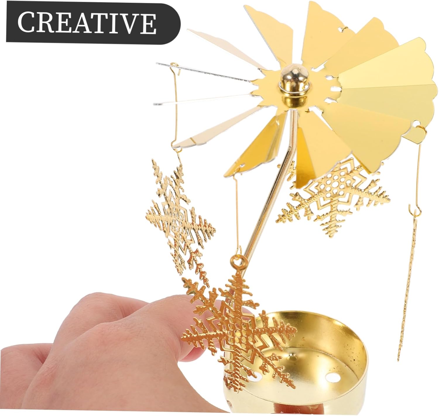 Unique Spinning Snowflake Candle Holder Iron Carousel Design