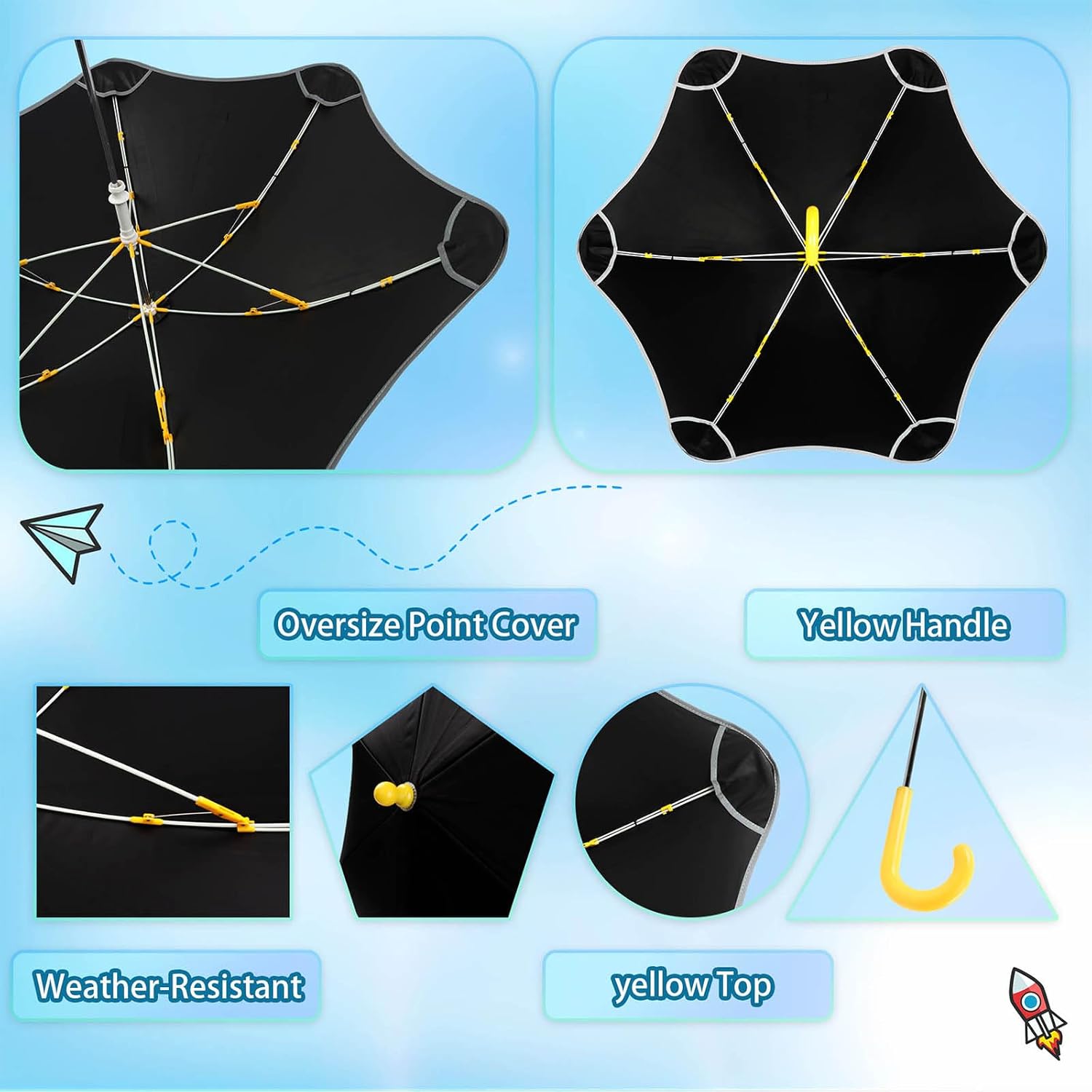 WELLINZER Pineapple Reflective Stick Umbrella for Kids