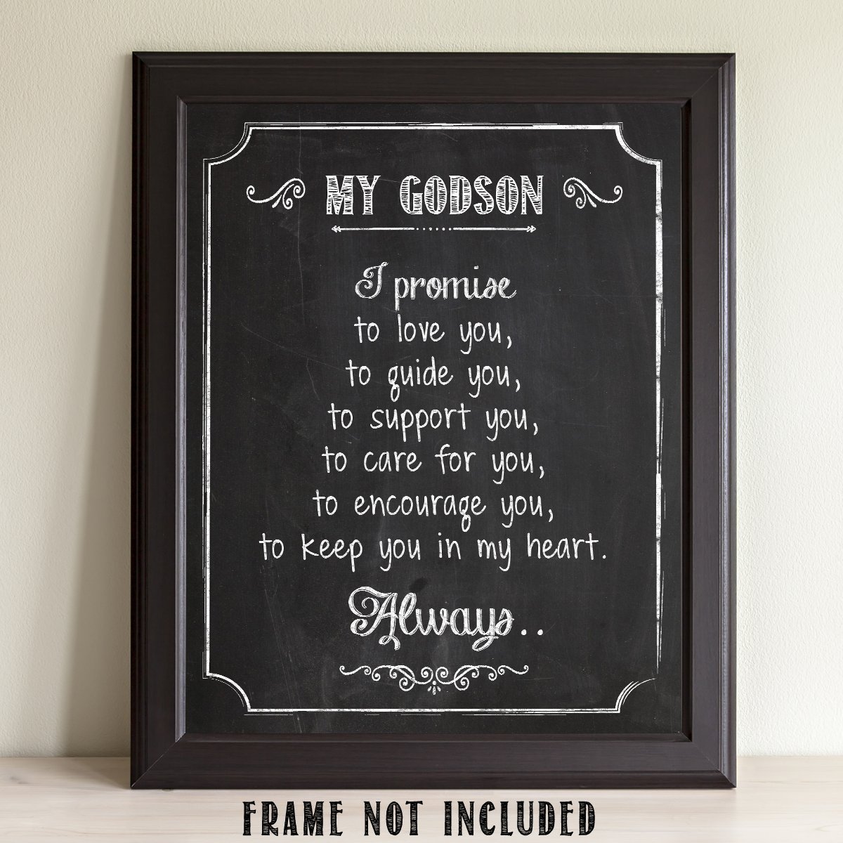 My Godson - Baptism Christening Art Print Chalkboard Style 11x14 Unframed Baby Boy Gift