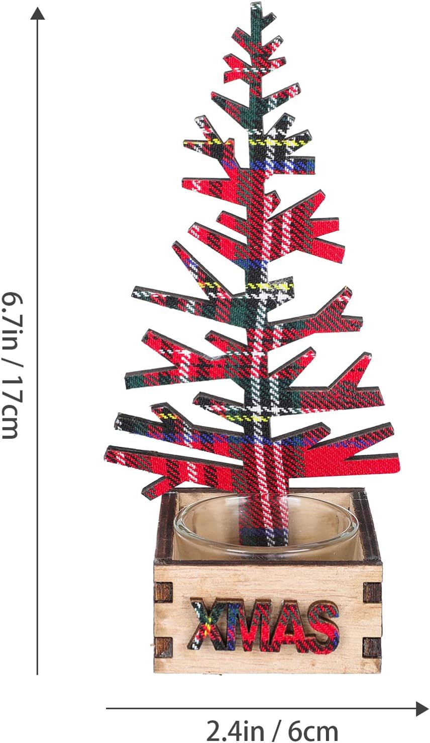 Beaupretty 2Pcs Wood Candlestick Christmas Decor