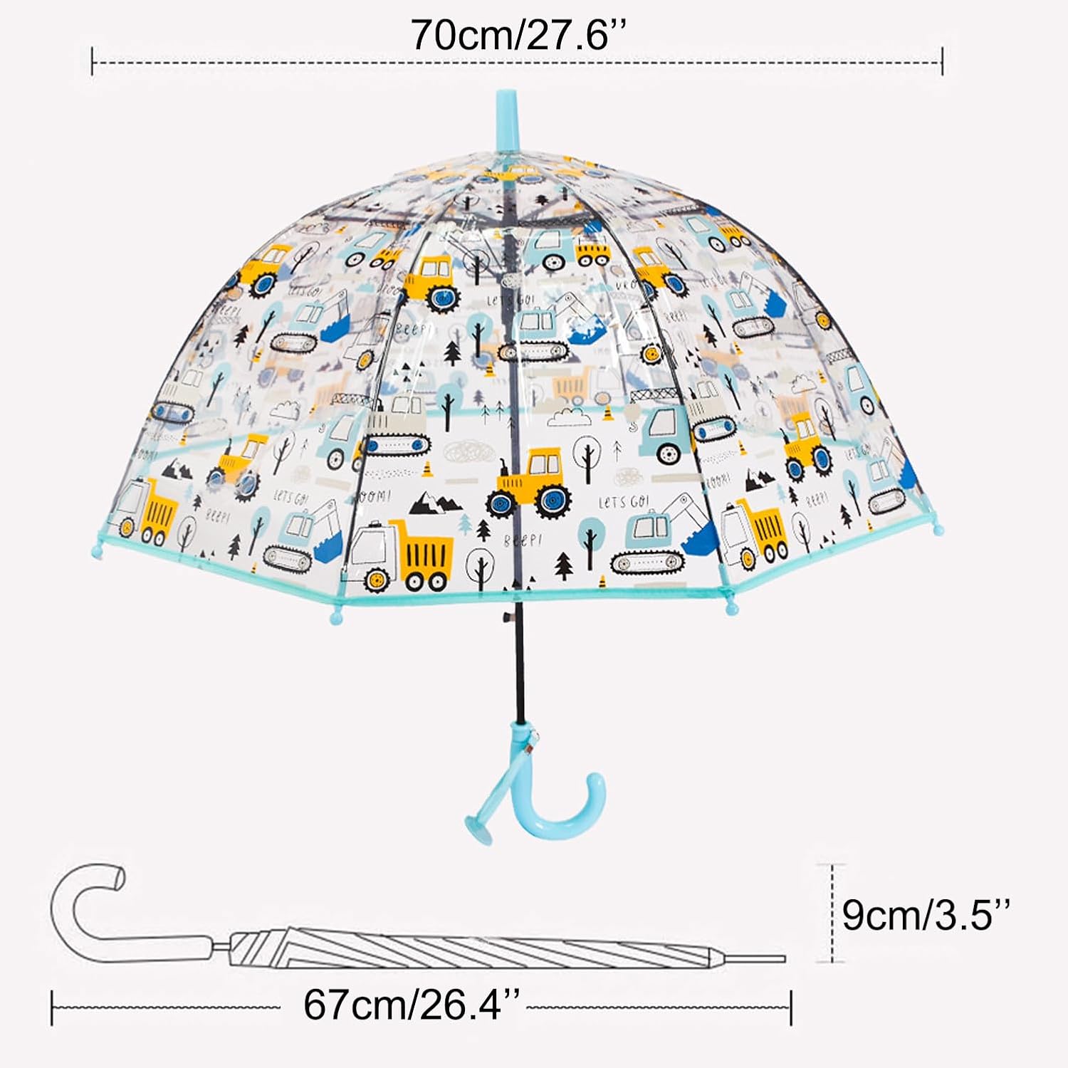 ThreeH Kids Transparent Umbrella with Easy Grip Handle
