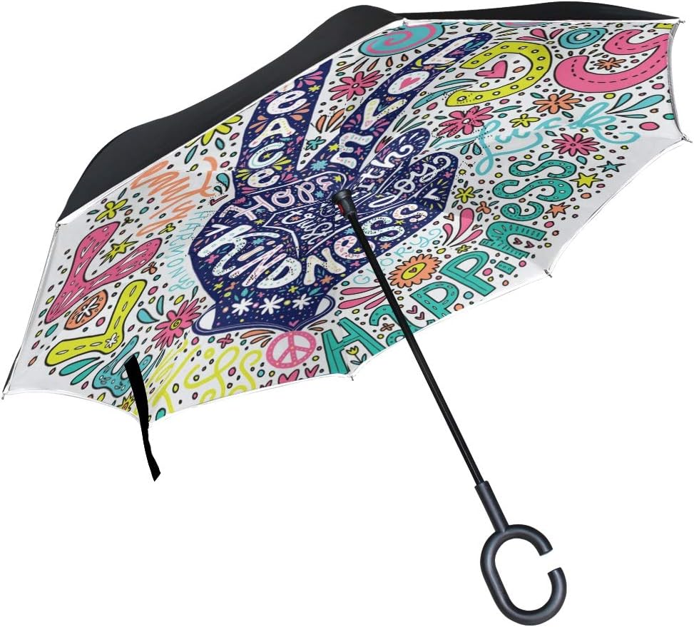 ALAZA Inverted Windproof Umbrella with Hook C-Handle