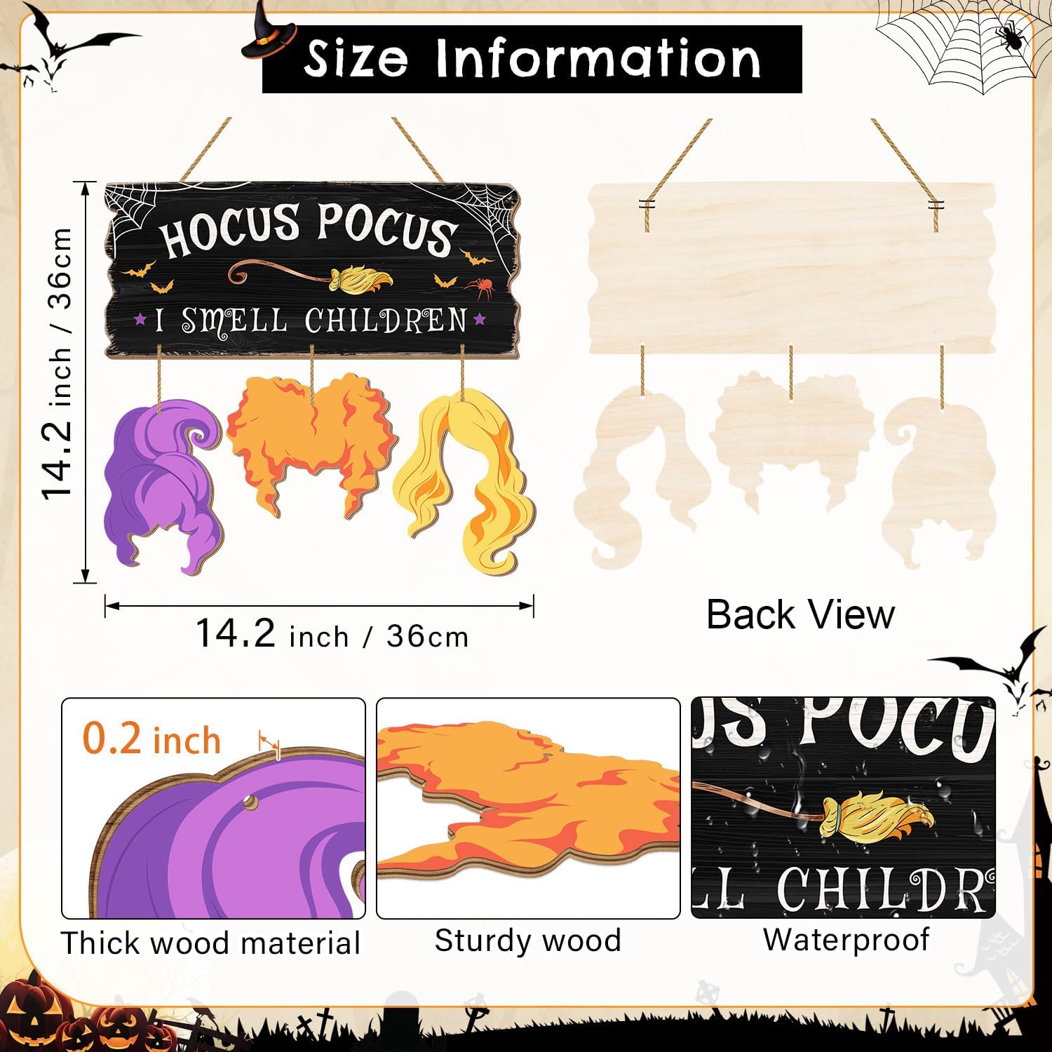 Hocus Pocus I Smell Children Wooden Door Sign