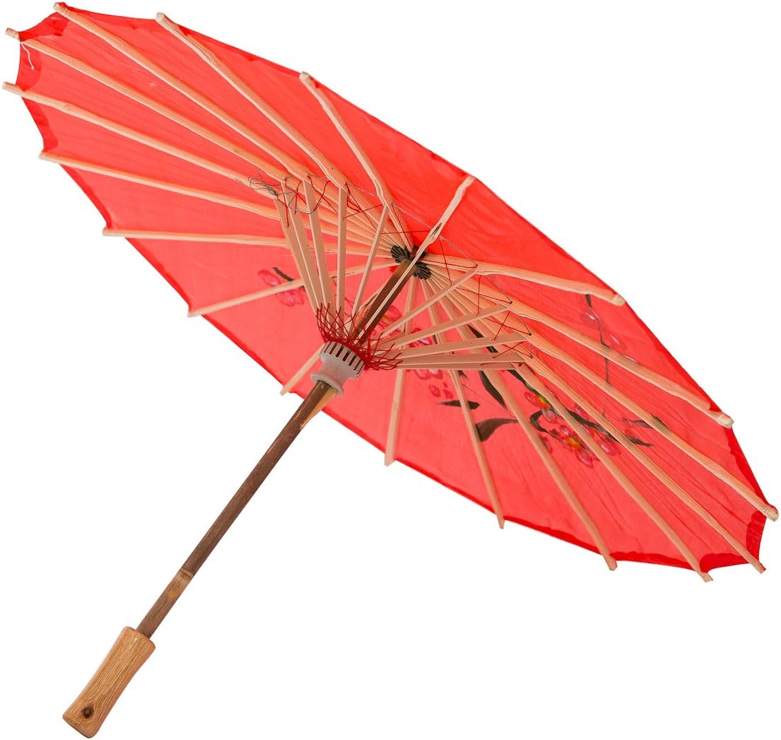 THY COLLECTIBLES 33 Inch Red Bamboo Parasol