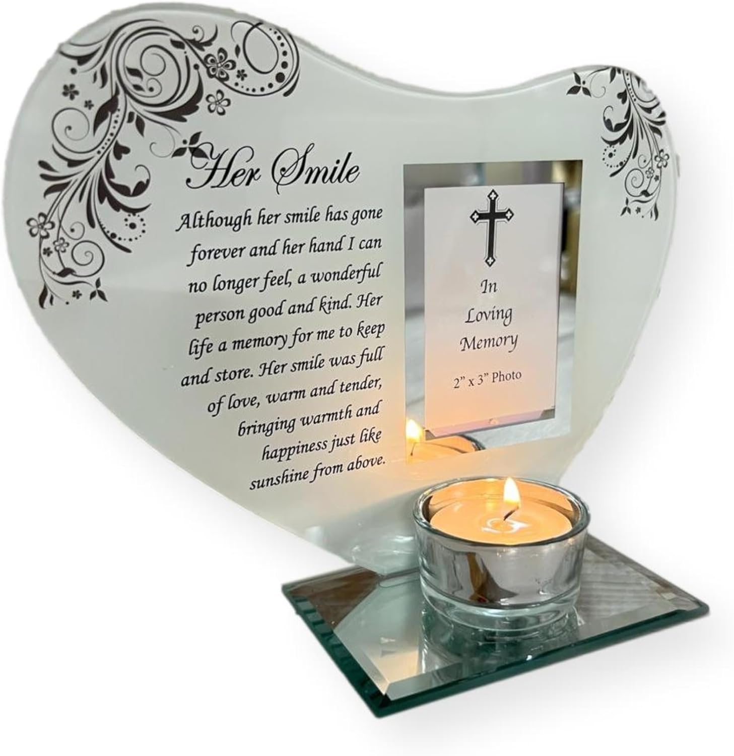 Thorness Her Smile Memorial Plaque with Candle and Photo Holder 1