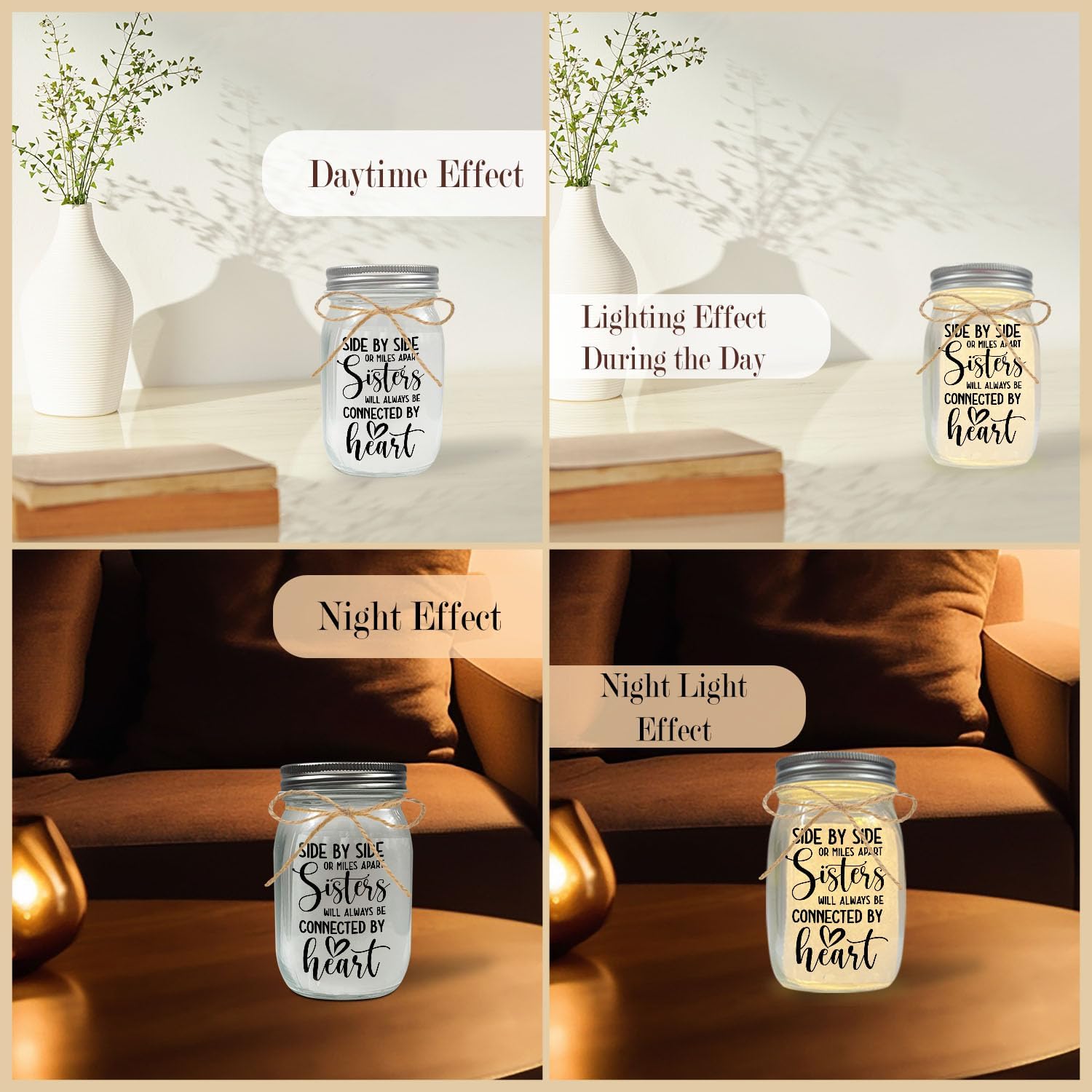 Birthday Gifts for Sister Mason Jar Night Light