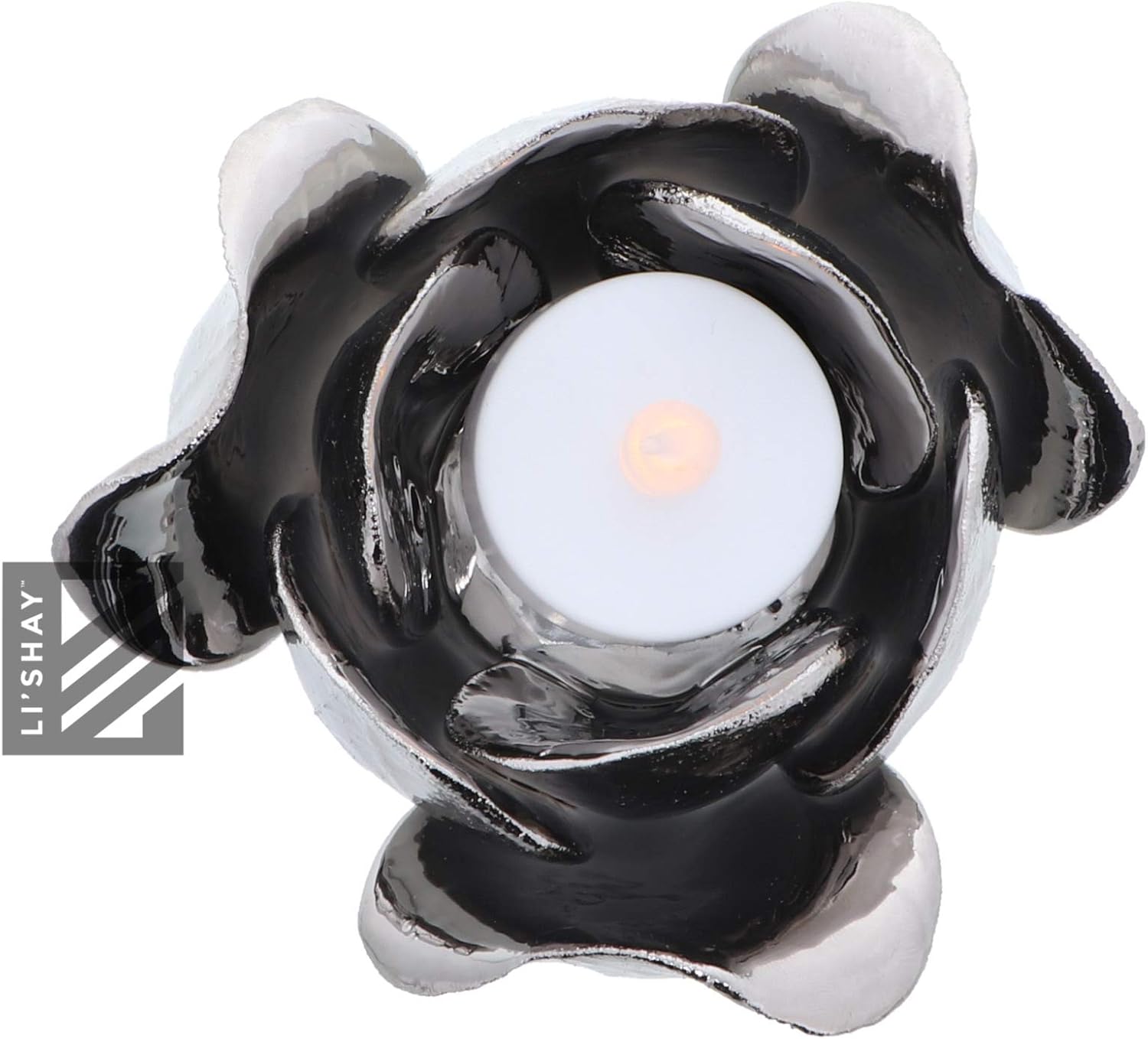 Silver Rose Petal Tea Light Votive Holder