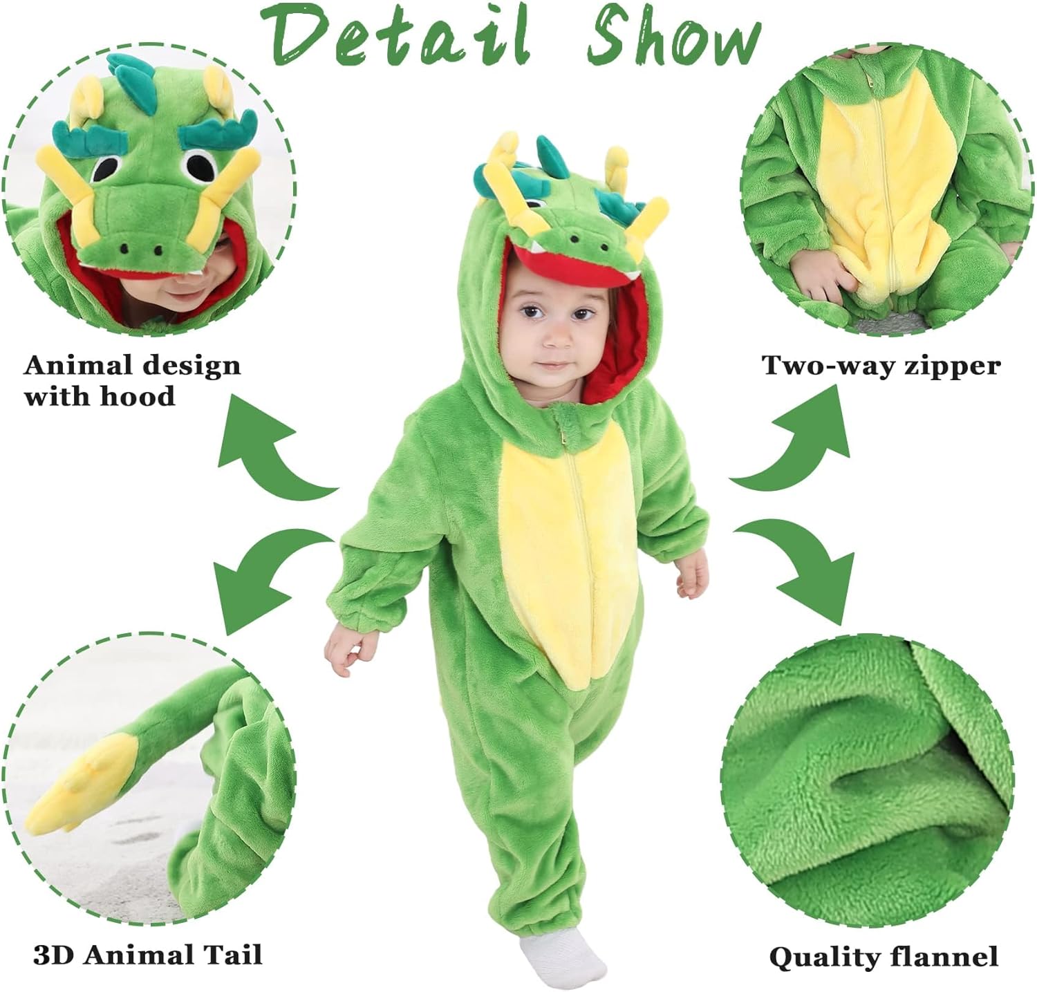 TONWHAR Baby Animal Costume Hooded Romper Jumpsuit