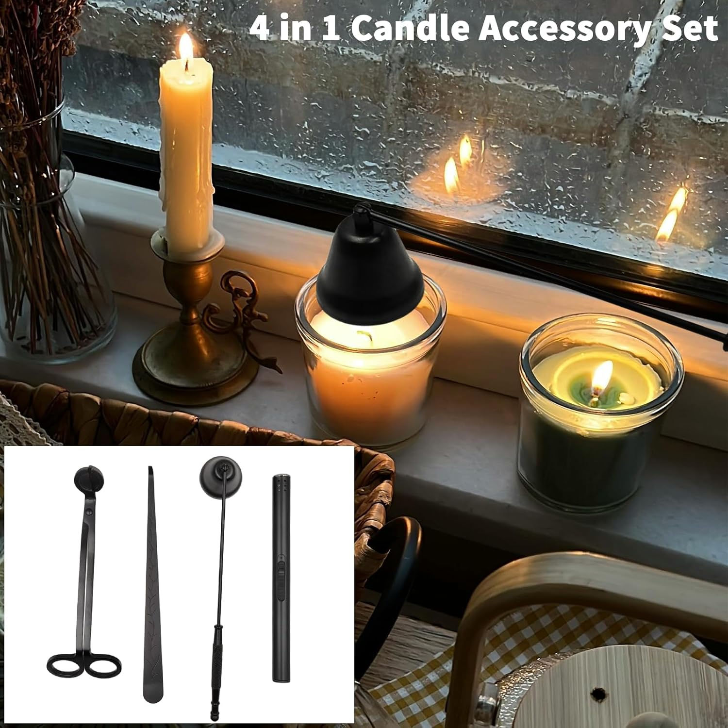 Miayaya 4 in 1 Candle Care Set with Rechargeable Lighter