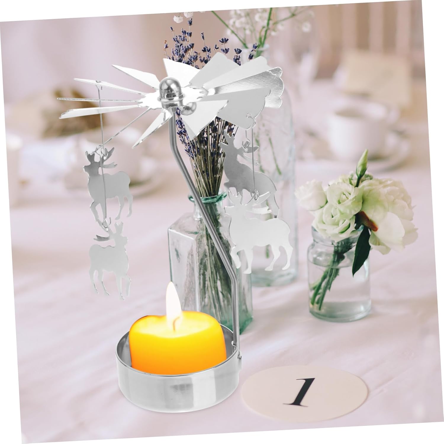 Rotating Metal Snowflake Candle Holder for Christmas Decor