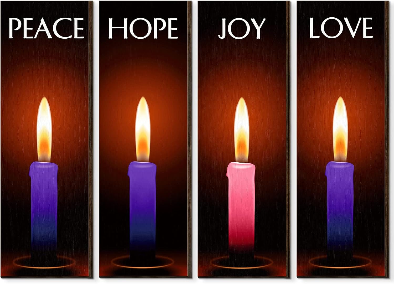 Roowest 4 Piece Christmas Advent Candles Wall Decor