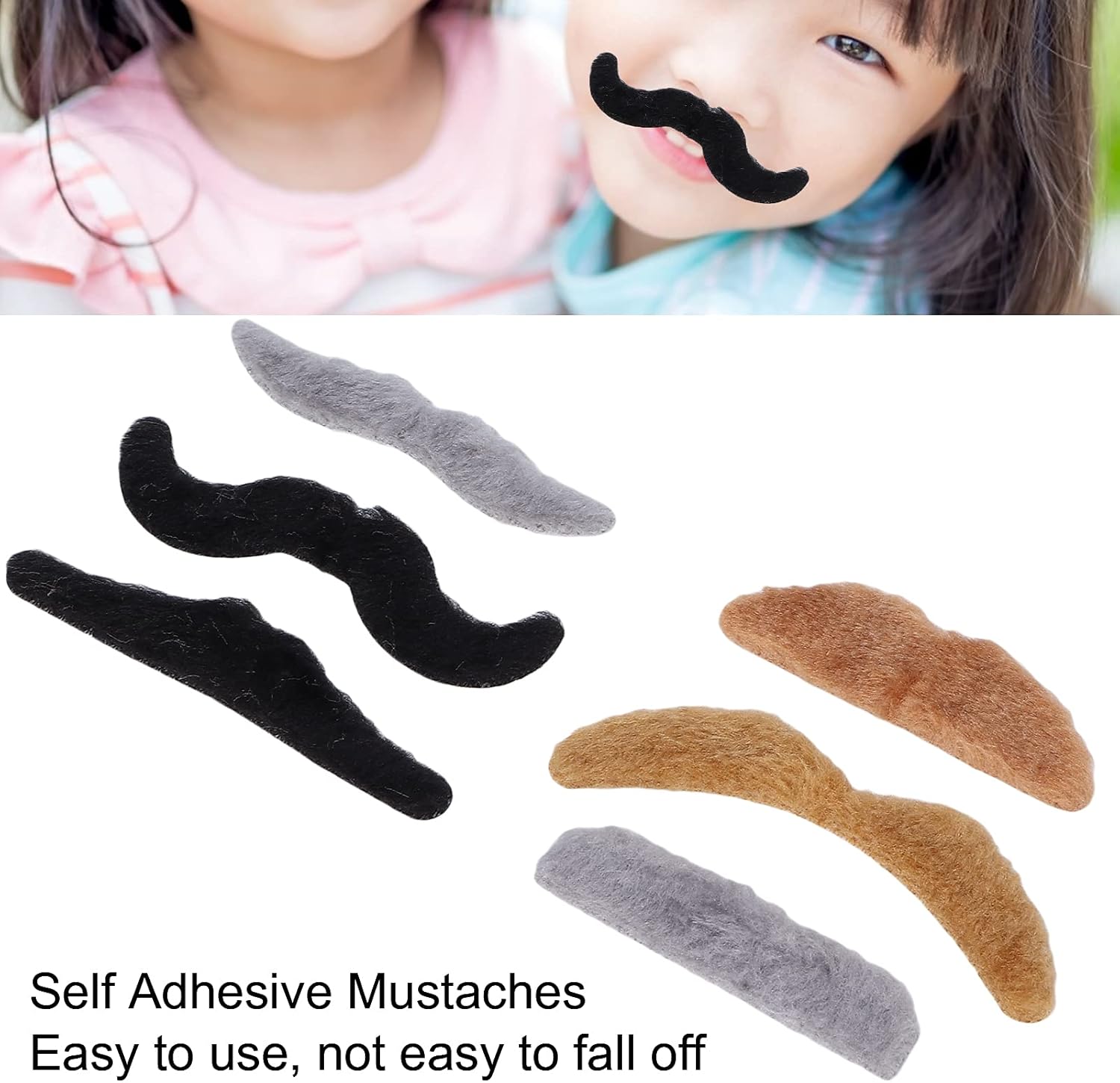 HUONIU Self Adhesive Mustaches 6 Pcs for Parties