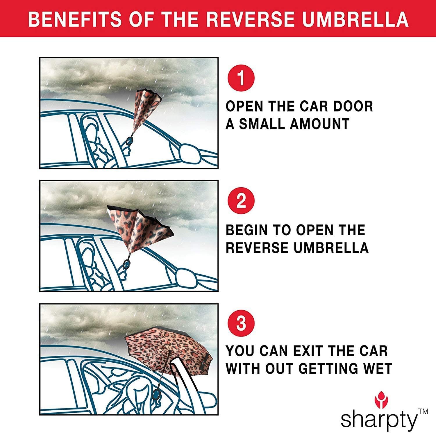 Sharpty Inverted Windproof Umbrella for Women