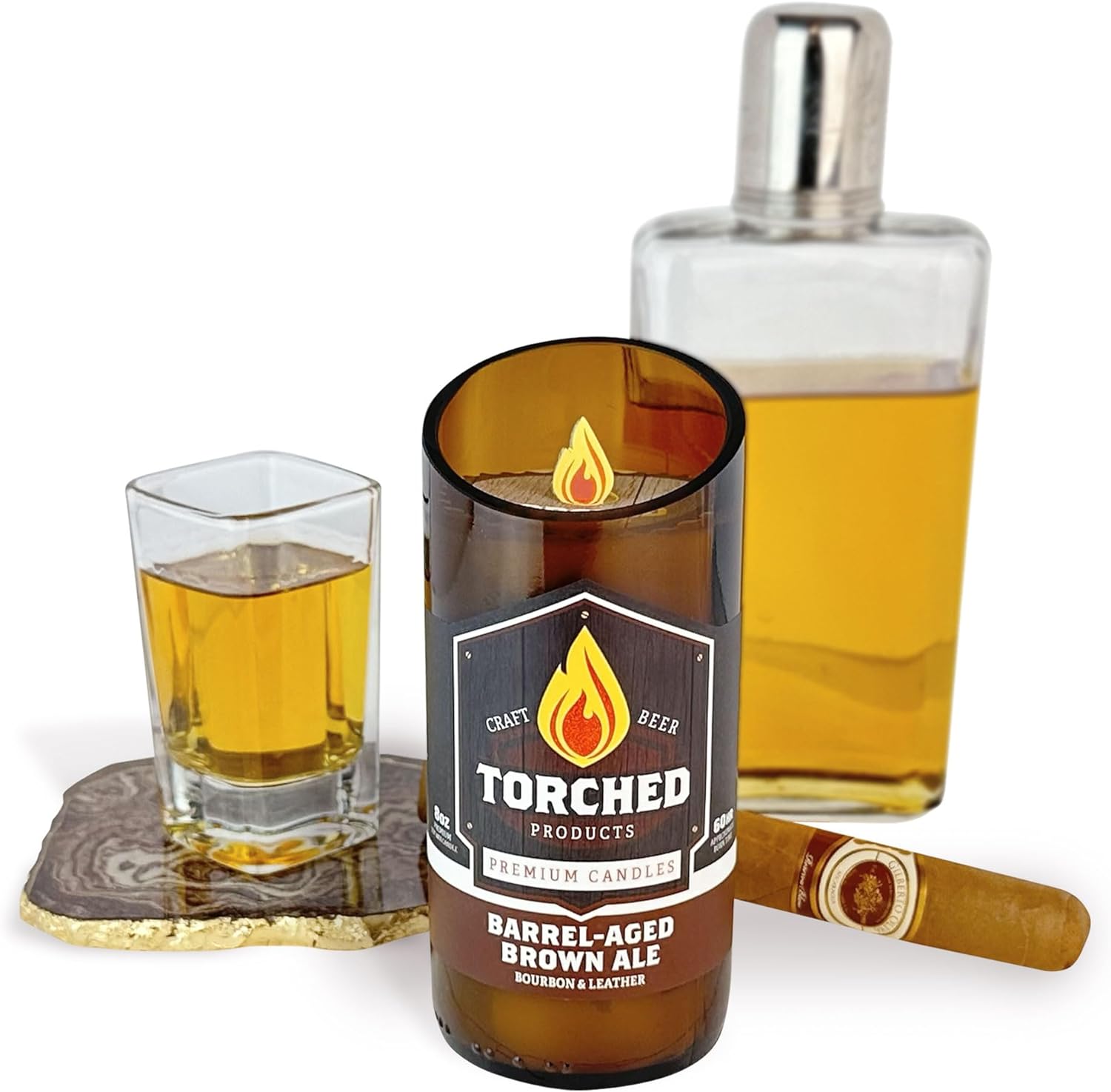 Torched Beer Scented Candles - Barrel-Aged Brown Ale 11 oz