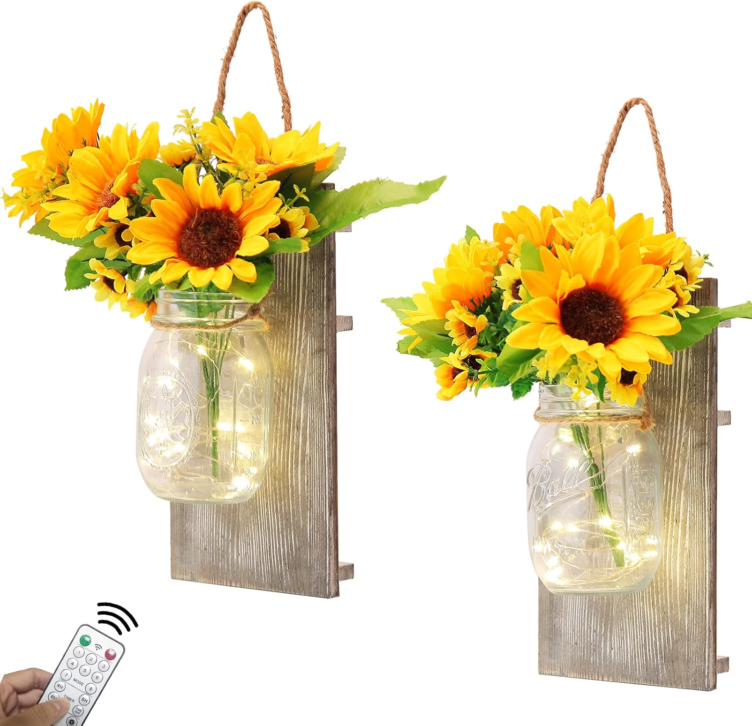 Kitchenexus Rustic Mason Jar Wall Sconces Set of Two